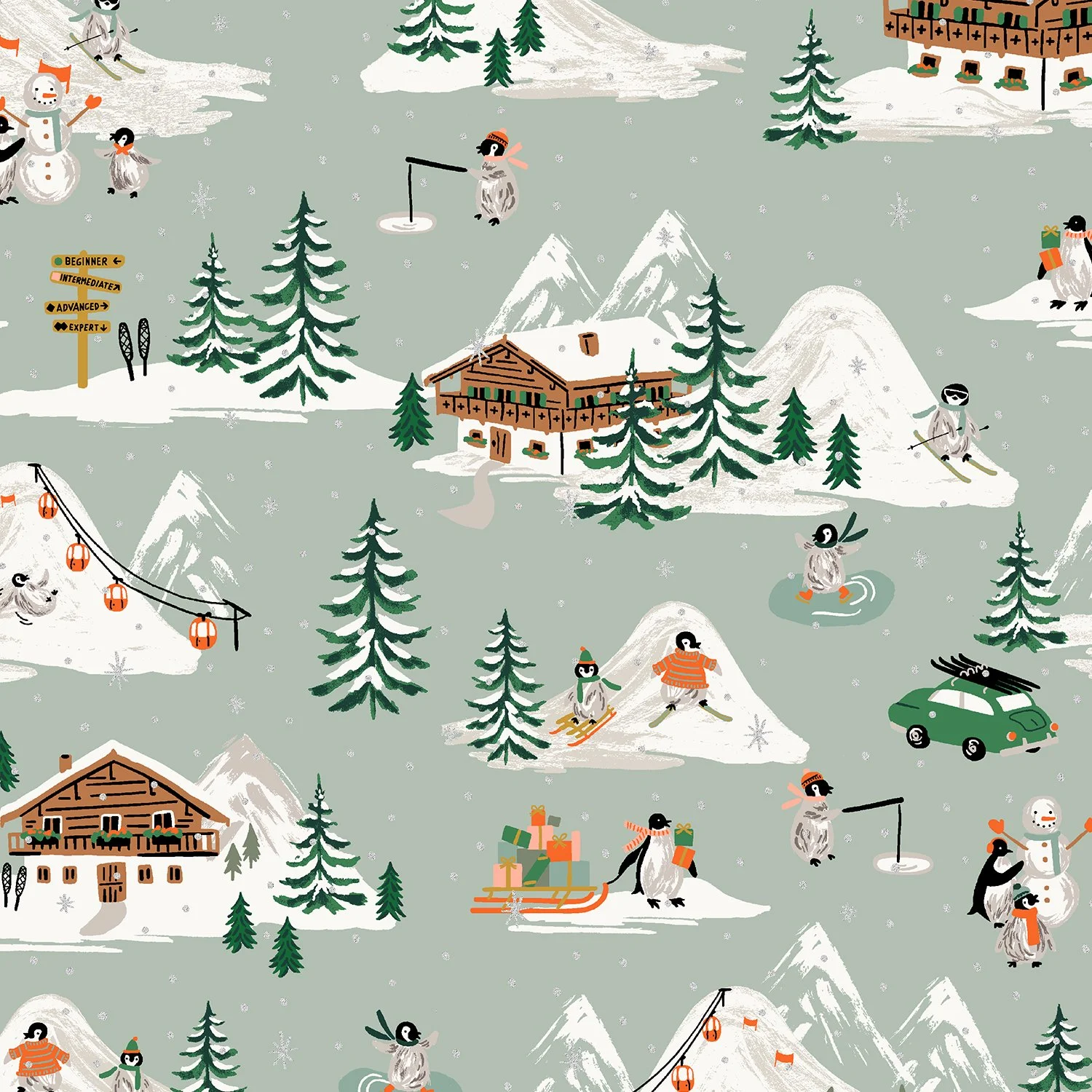 Penguin Village Mint  -Holiday Classics 4 by Rifle Paper Co.