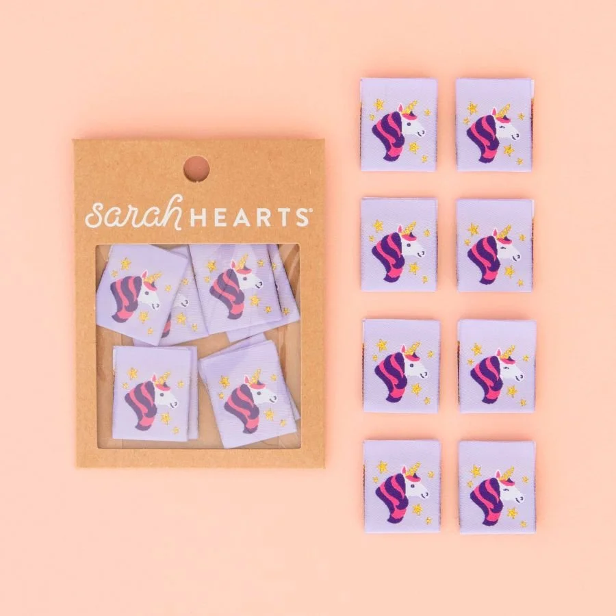 Unicorn Sewing Labels -Sarah Hearts