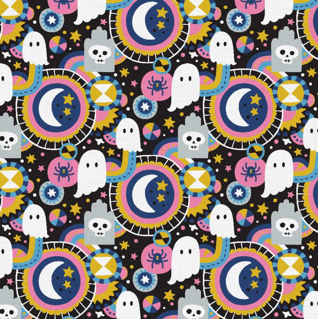 Graveyard Black- Halloween Night by Kate Larson and  PBS Fabrics