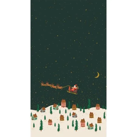 Santa's Sleigh in Evergreen Metallic-Holiday Classics V by Rifle Paper Co.