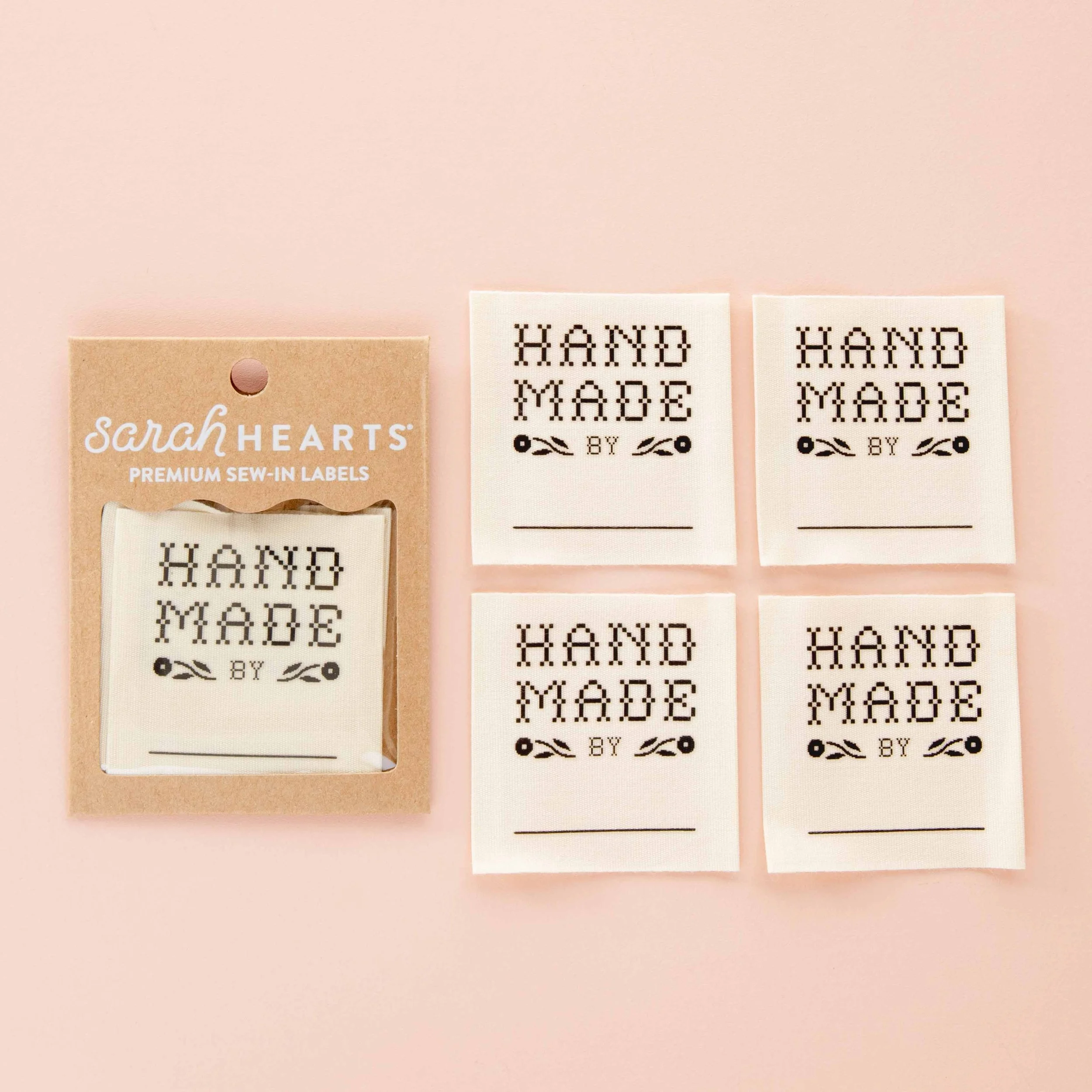 Crafty Handmade By  Sewing Label -Sarah Hearts