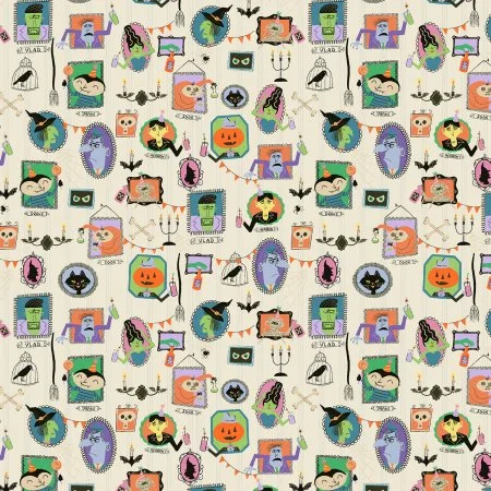 Bone White Portrait Gallery -Monster Block Party by Cotton + Steel