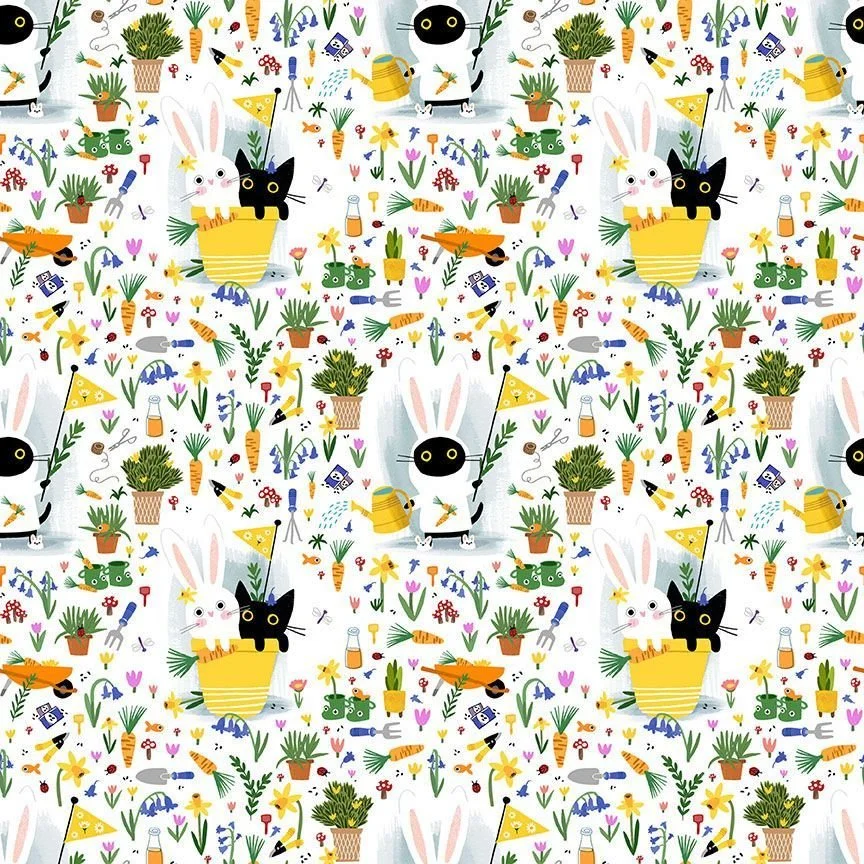 Bunny Slippers White-Sweet Purrennials by Leezaworks