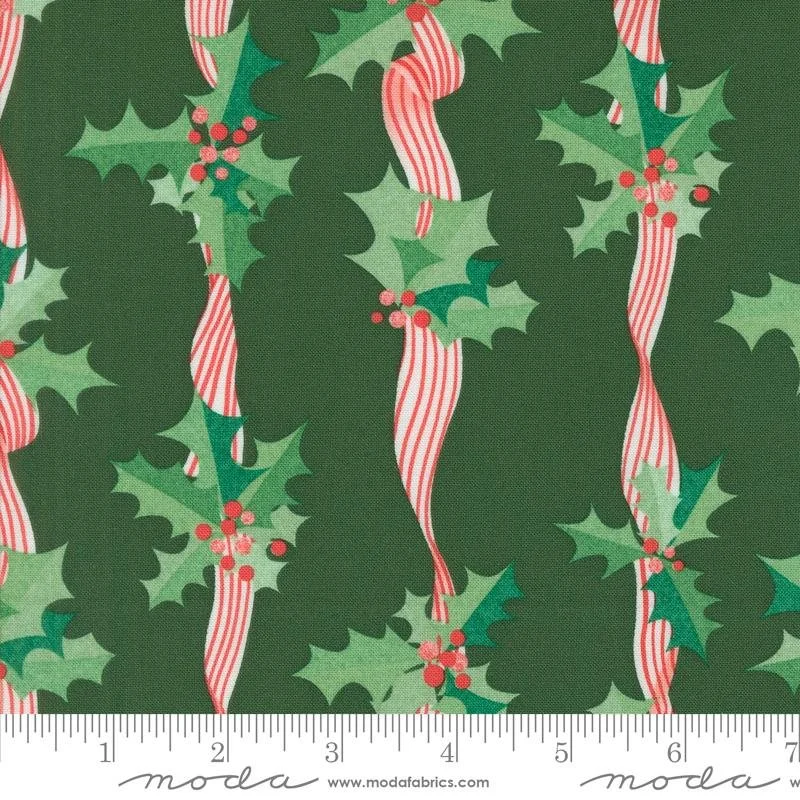 Holly Stripes Pine- Tiny Christmas by Lizzy House