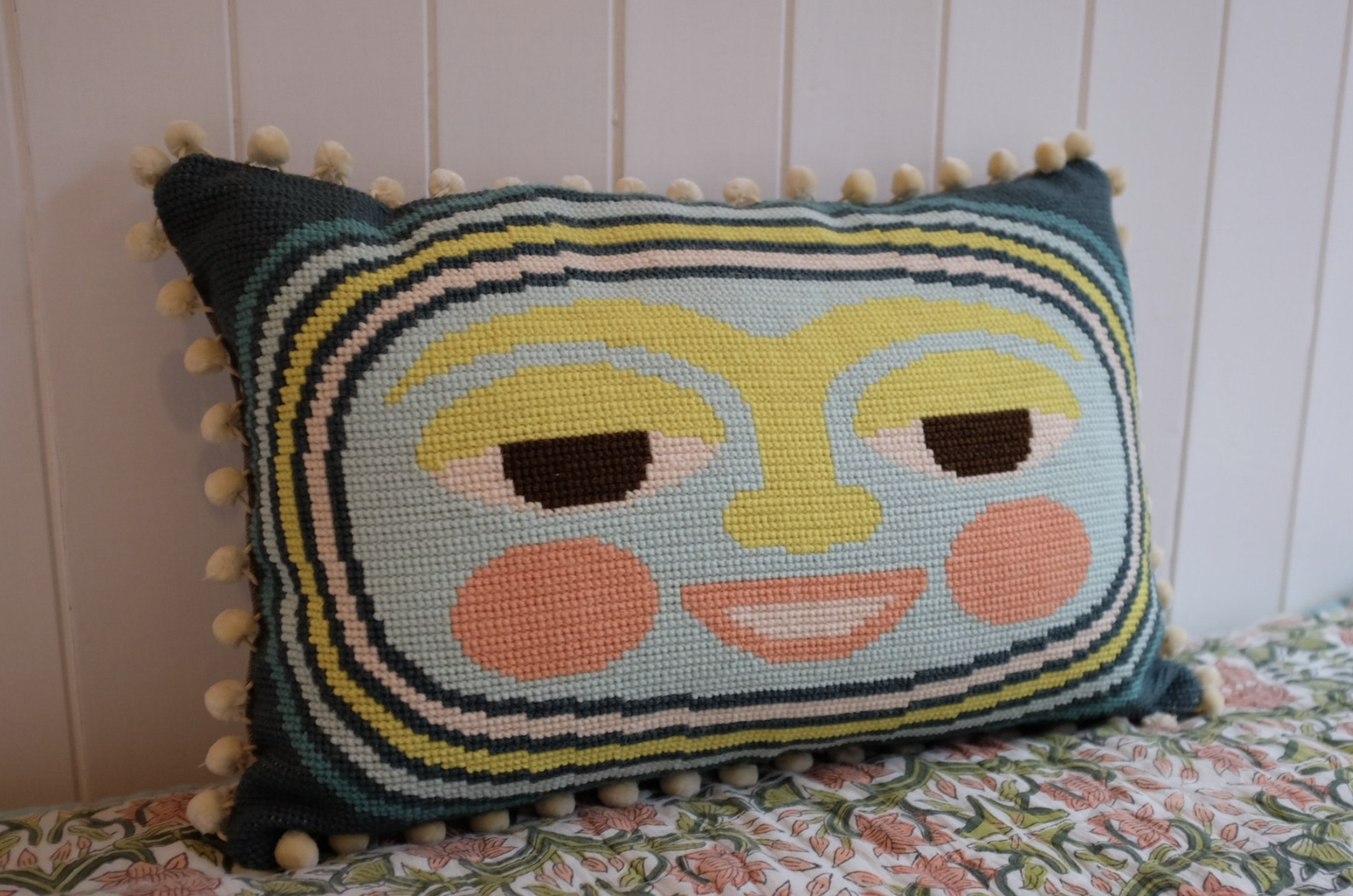 Blue Moon Printed Canvas Needlepoint Kit- Emily Peacock