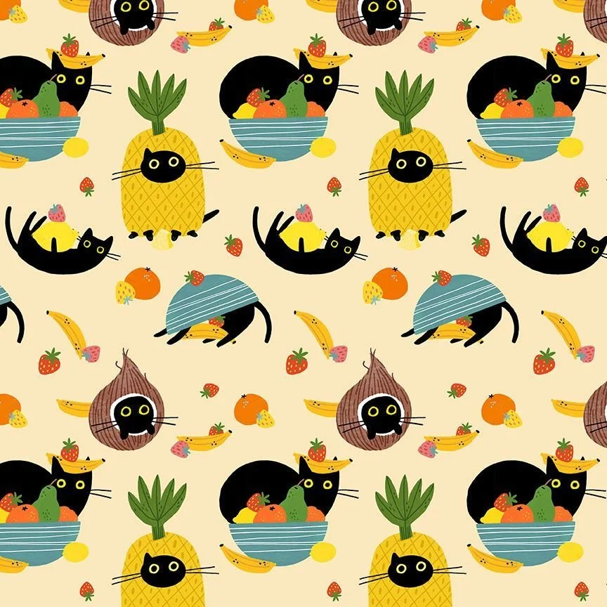 Cats In The Furruit Bowl Cream -Furruit Cocktail by Leezaworks