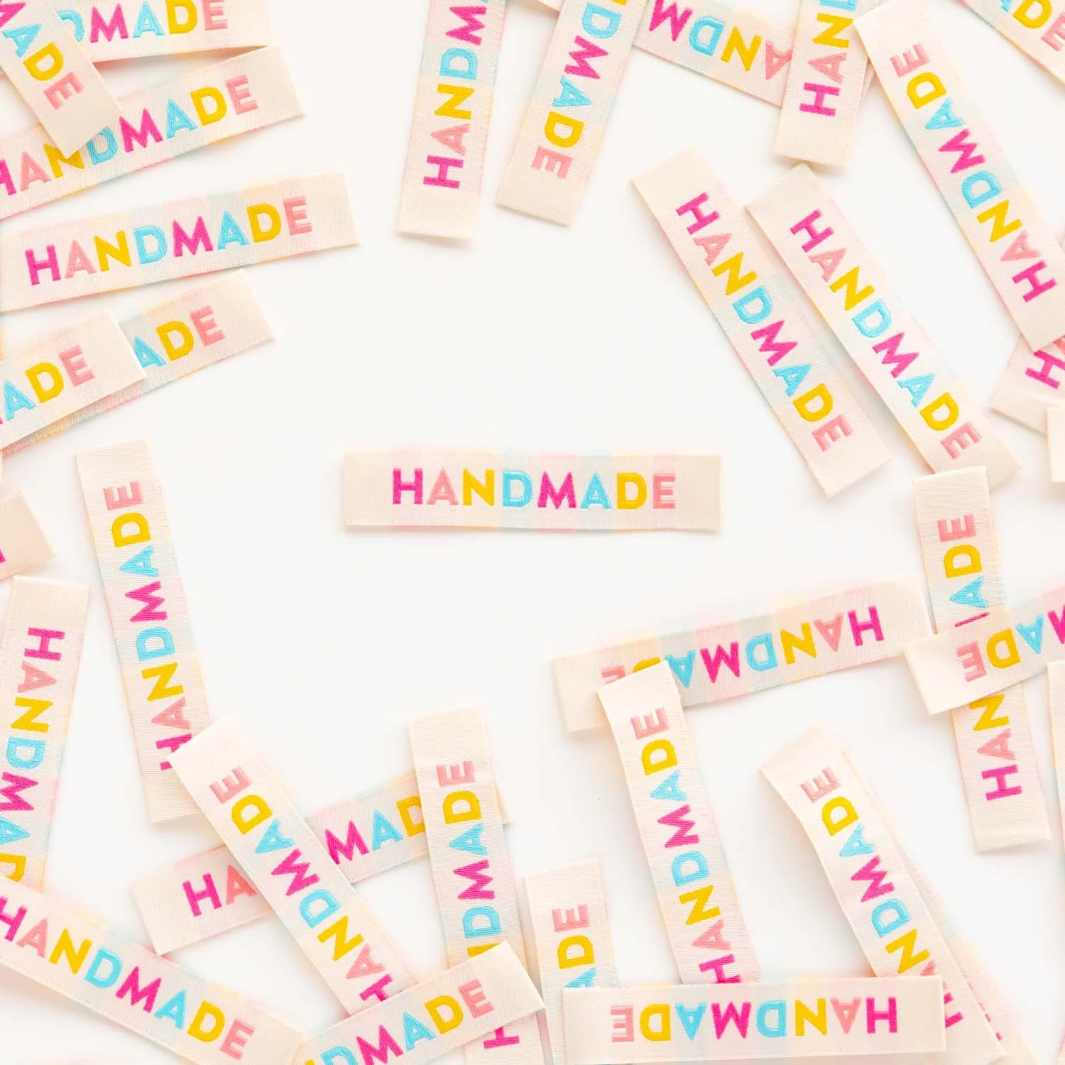 Handmade Colourful Sewing Labels  -Sarah Hearts