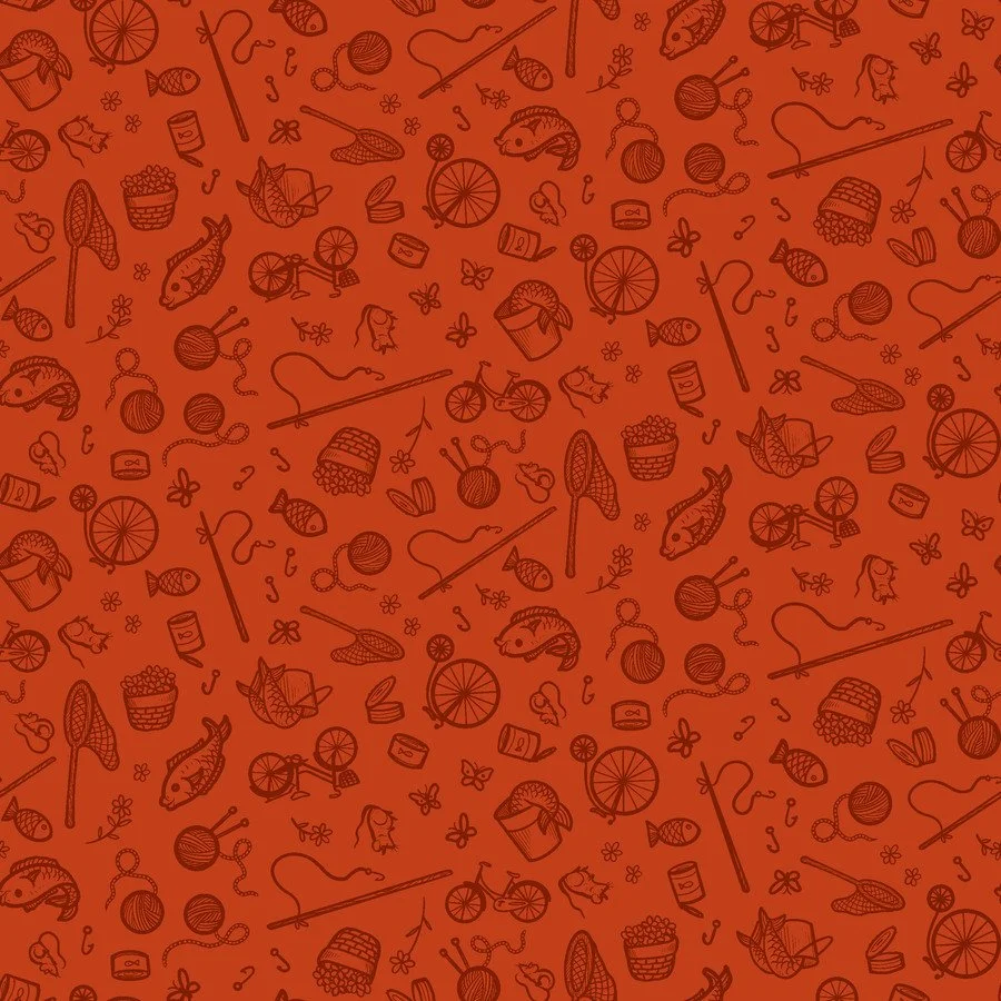 Cats Supplies Rust - Cats Tales by Club Hauer and Freespirit Fabrics