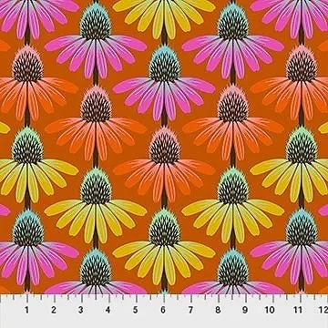 Echinacea Vintage -Perennial Borders by Anna Maria Textiles