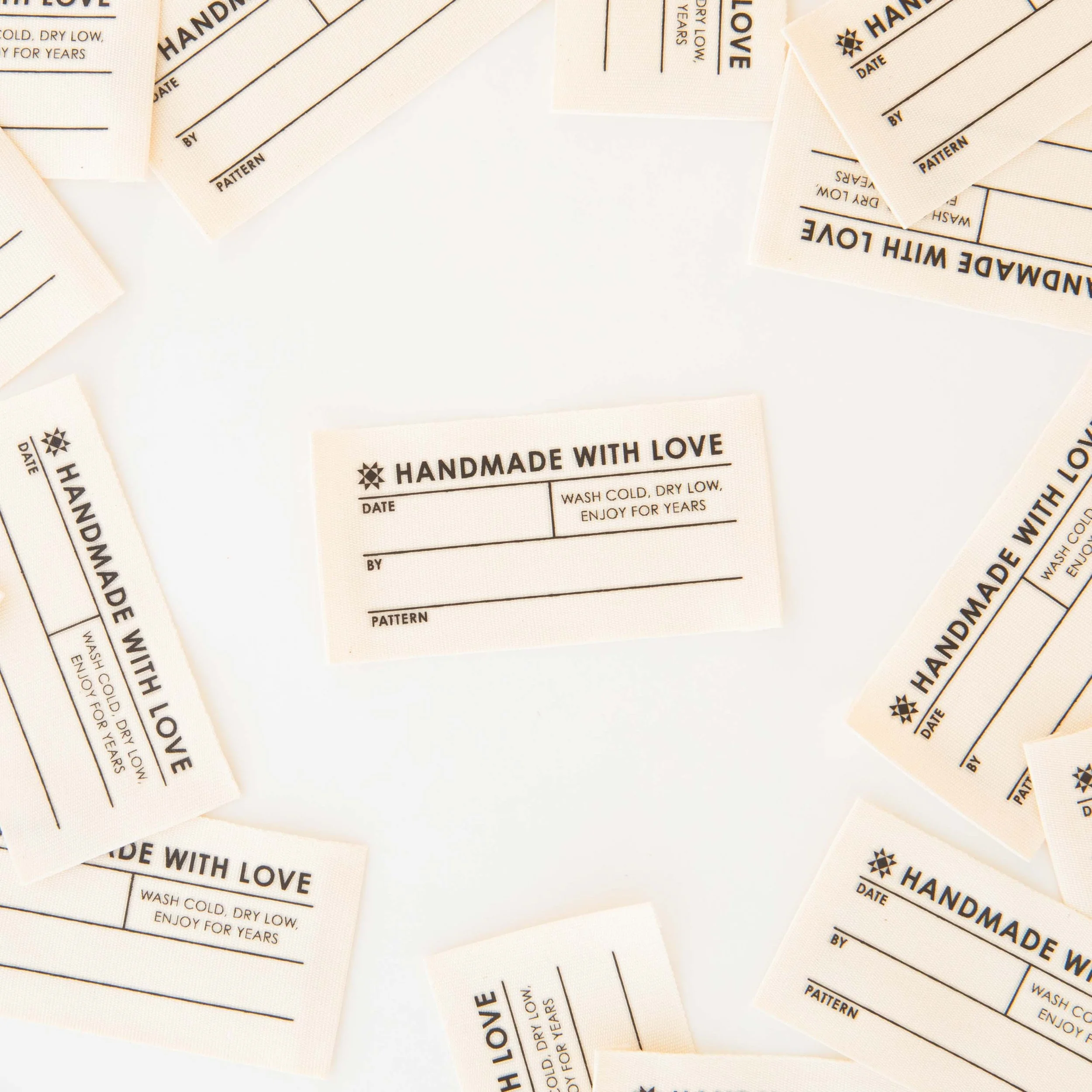 Quilt Info Large Write-in Organic Cotton Sewing Labels -Sarah Hearts