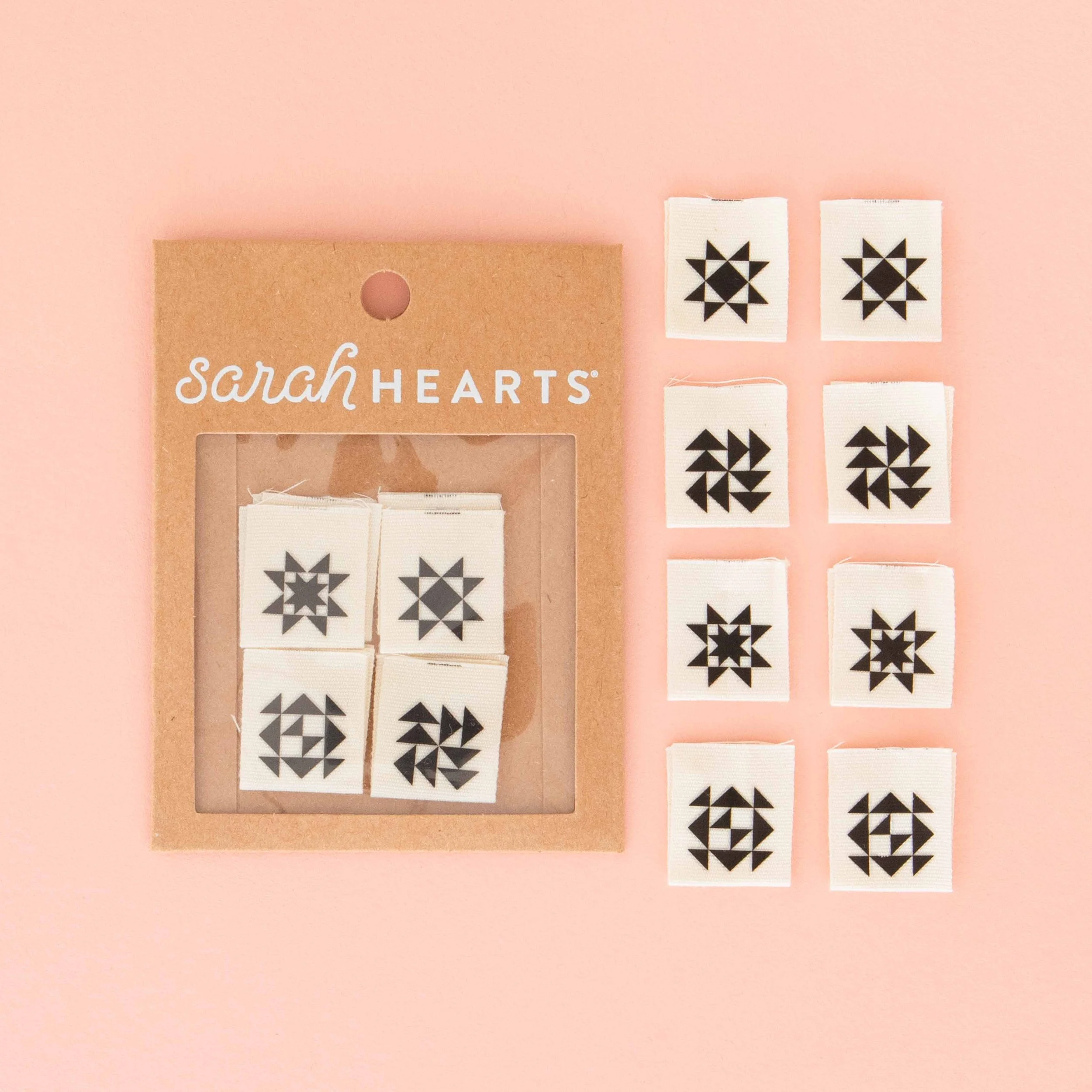 Black Quilt Block Sewing Labels-Sarah Hearts