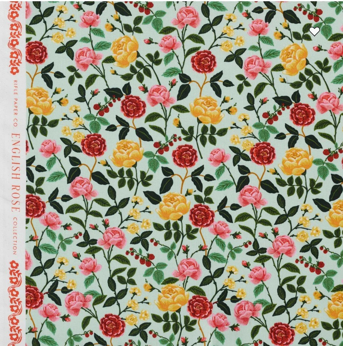 Roses in Mint-English Rose by Rifle Paper Co.