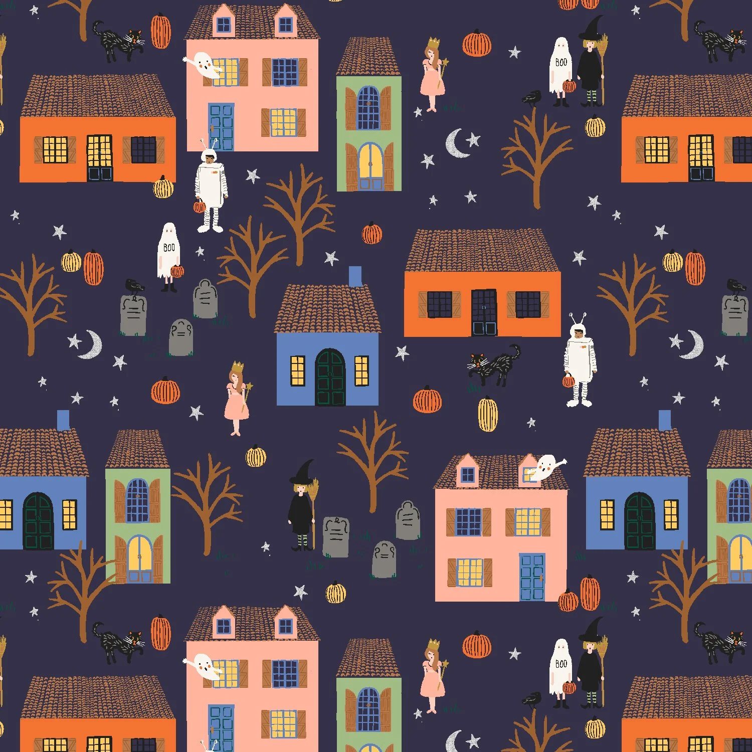 Halloween Night Navy & Silver-Halloween II by Rifle Paper Co.
