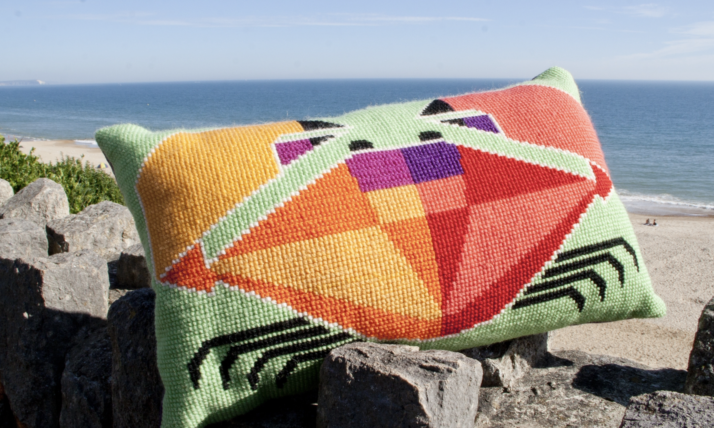 Tina The Crab Printed Canvas Needlepoint Kit- Emily Peacock