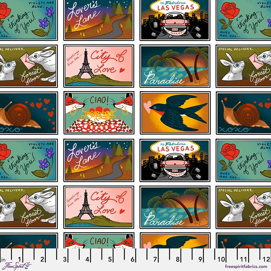 Postcards Multi- Love Letters by Club Hauer and Freespirit Fabrics PWRH133.MULTI.jpg