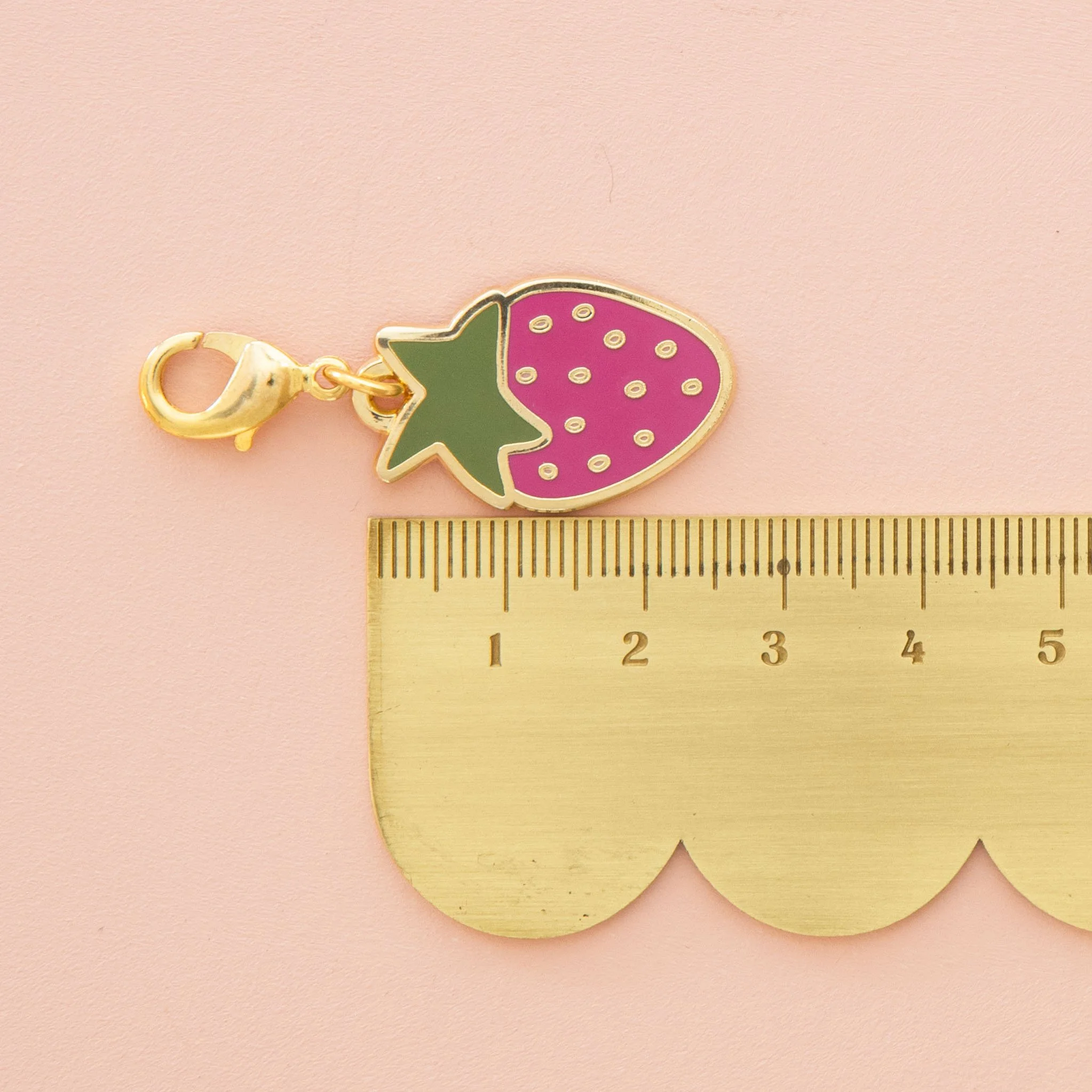 Strawberry Enamel Removable Zipper Charm- by Sarah Hearts