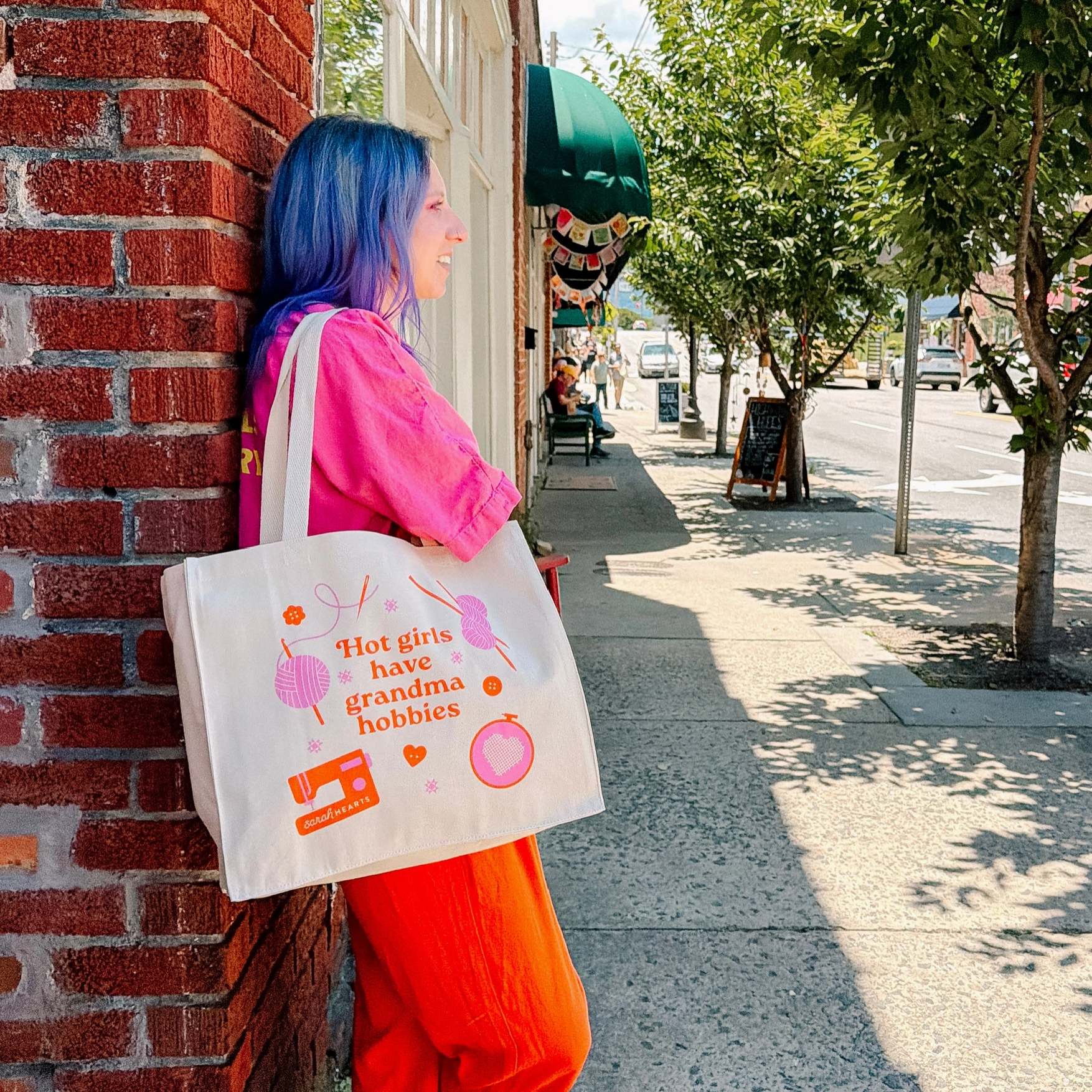 Hot Girls Have Grandma Hobbies Tote Bag by Sarah Hearts