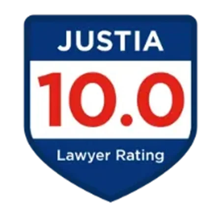 Justia 10.0 Lawyer Rating badge with blue shield background