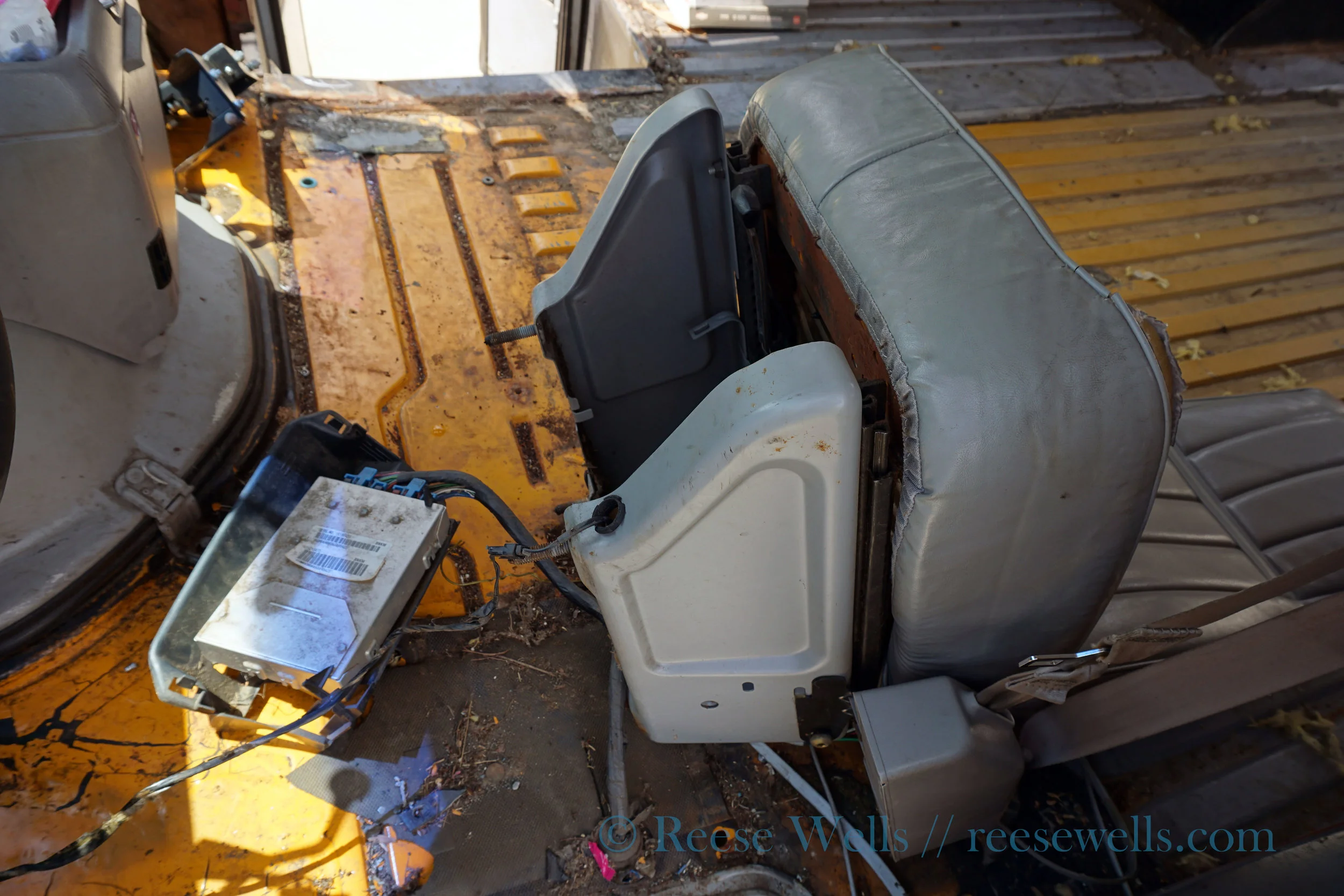 Removing the driver's seat.