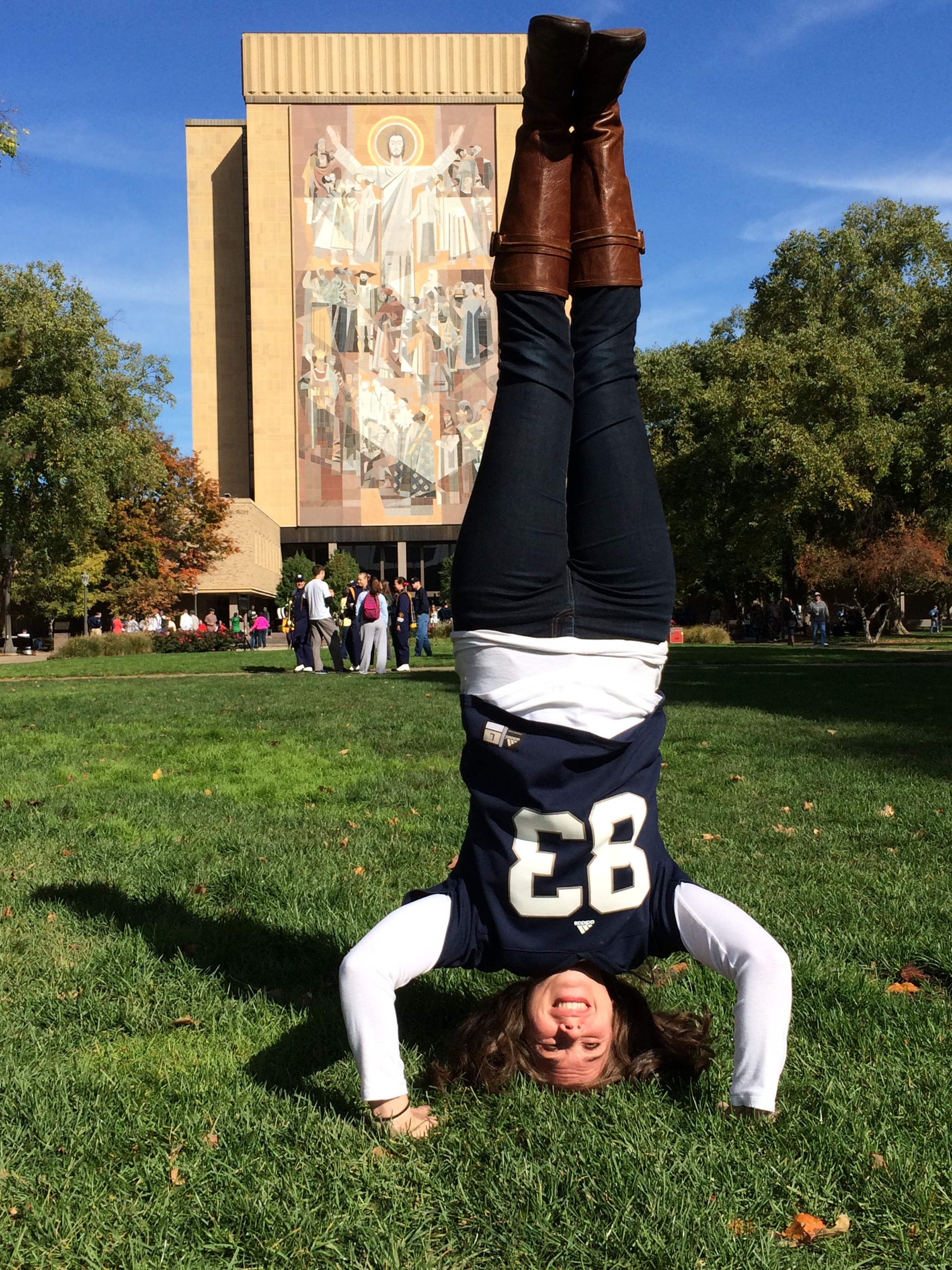  god. country. notre dame. and headstands.