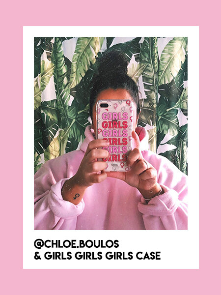 Talk and Tell Founder Chloe Boulos @chloe.boulos with Girls Girls Girls Design iPhone Case