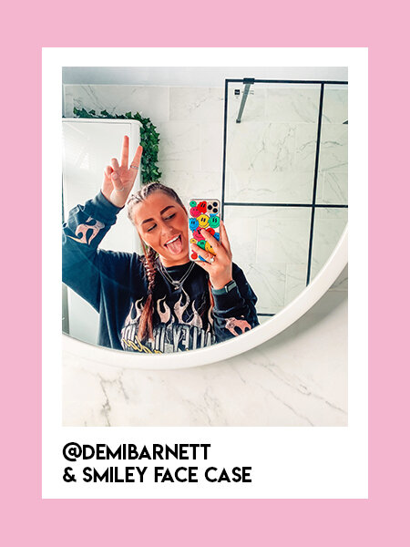 Influencer Demi Barnett @demibarnett with Smiley Face Design iPhone Case