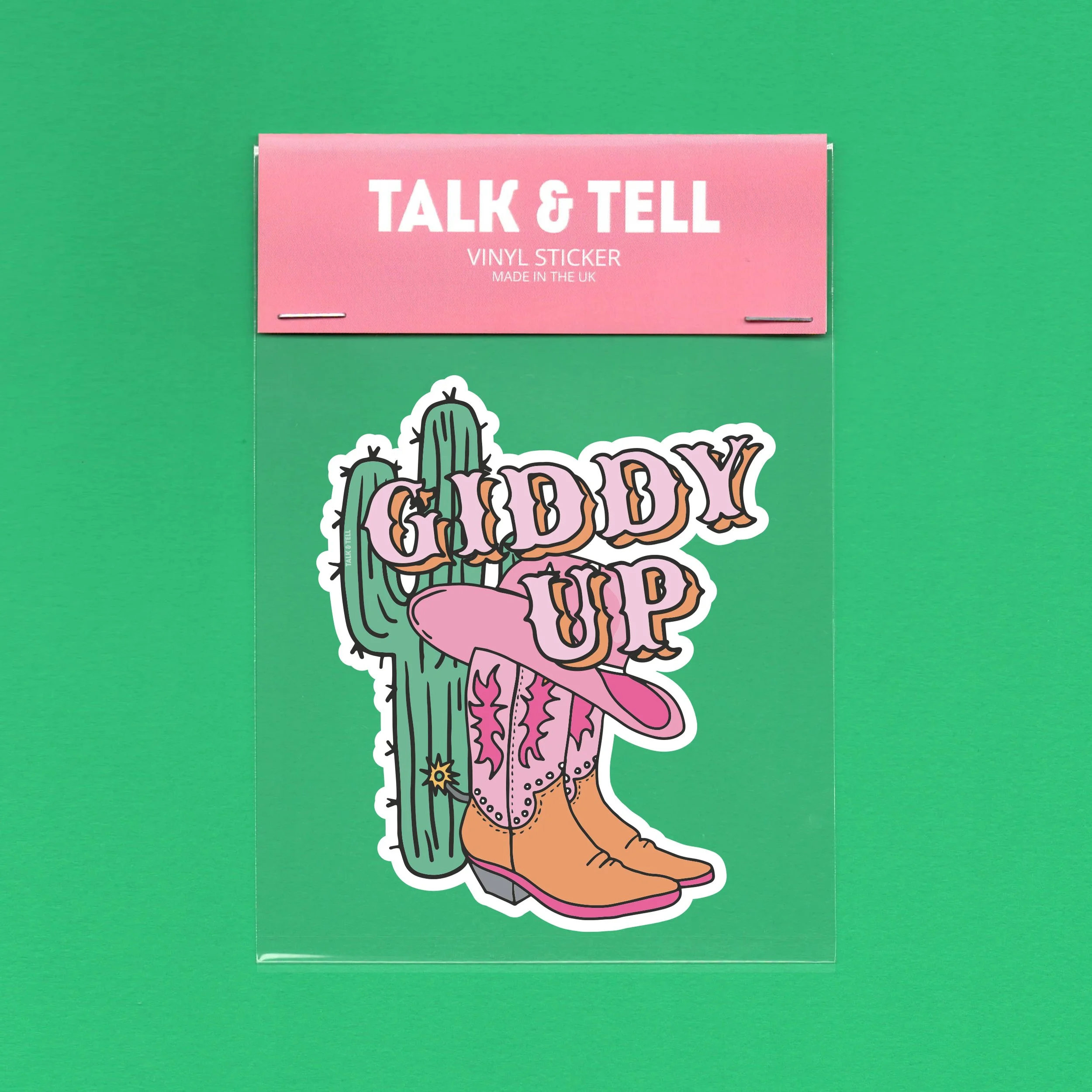 Western Rodeo Giddy Up Cowgirl Cowboy Themed Design Pattern Sticker Waterproof, Weatherproof Luggage Laptop Stickers