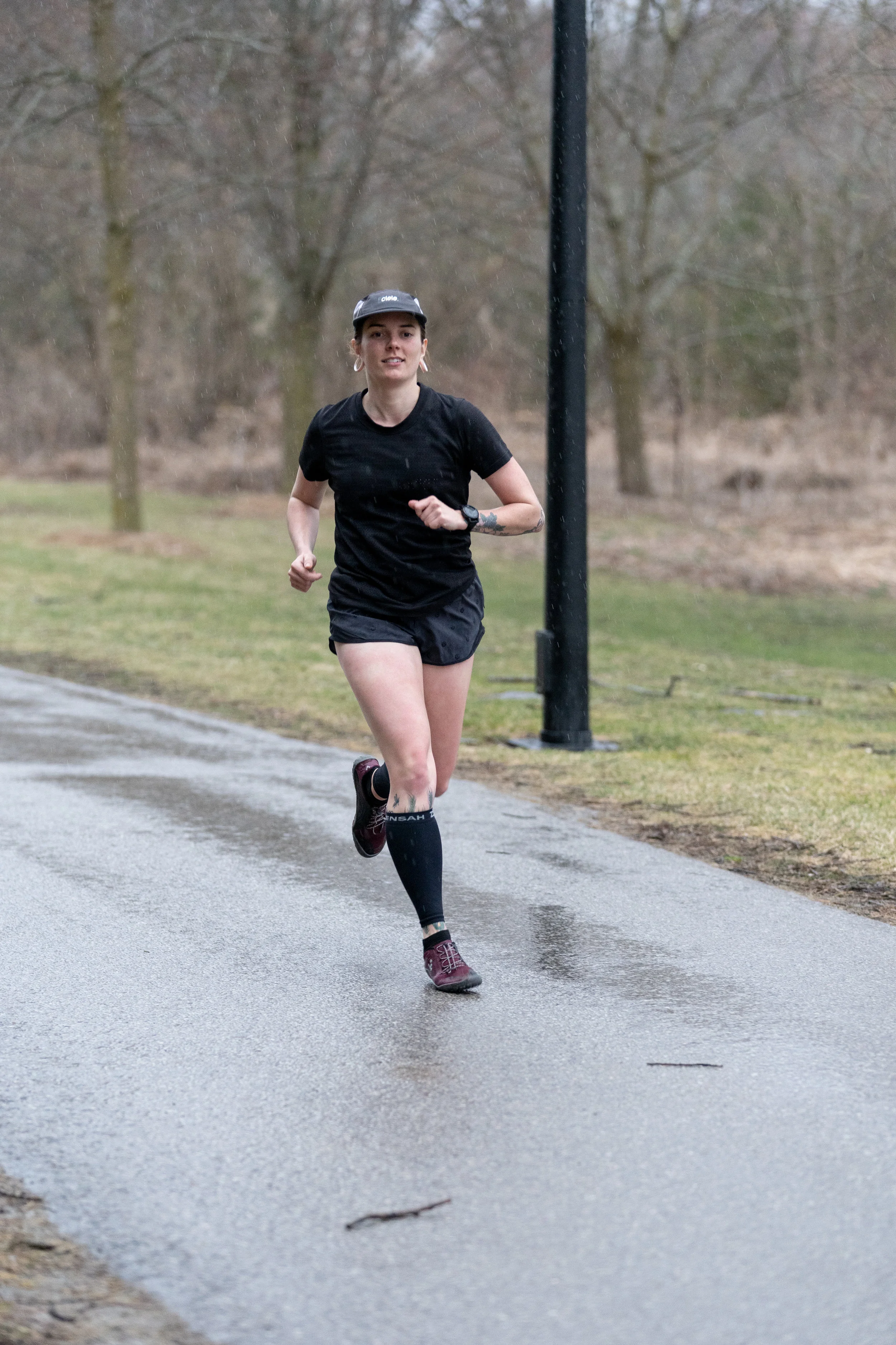 running in the pouring rain. fairy lake, newmarket.
