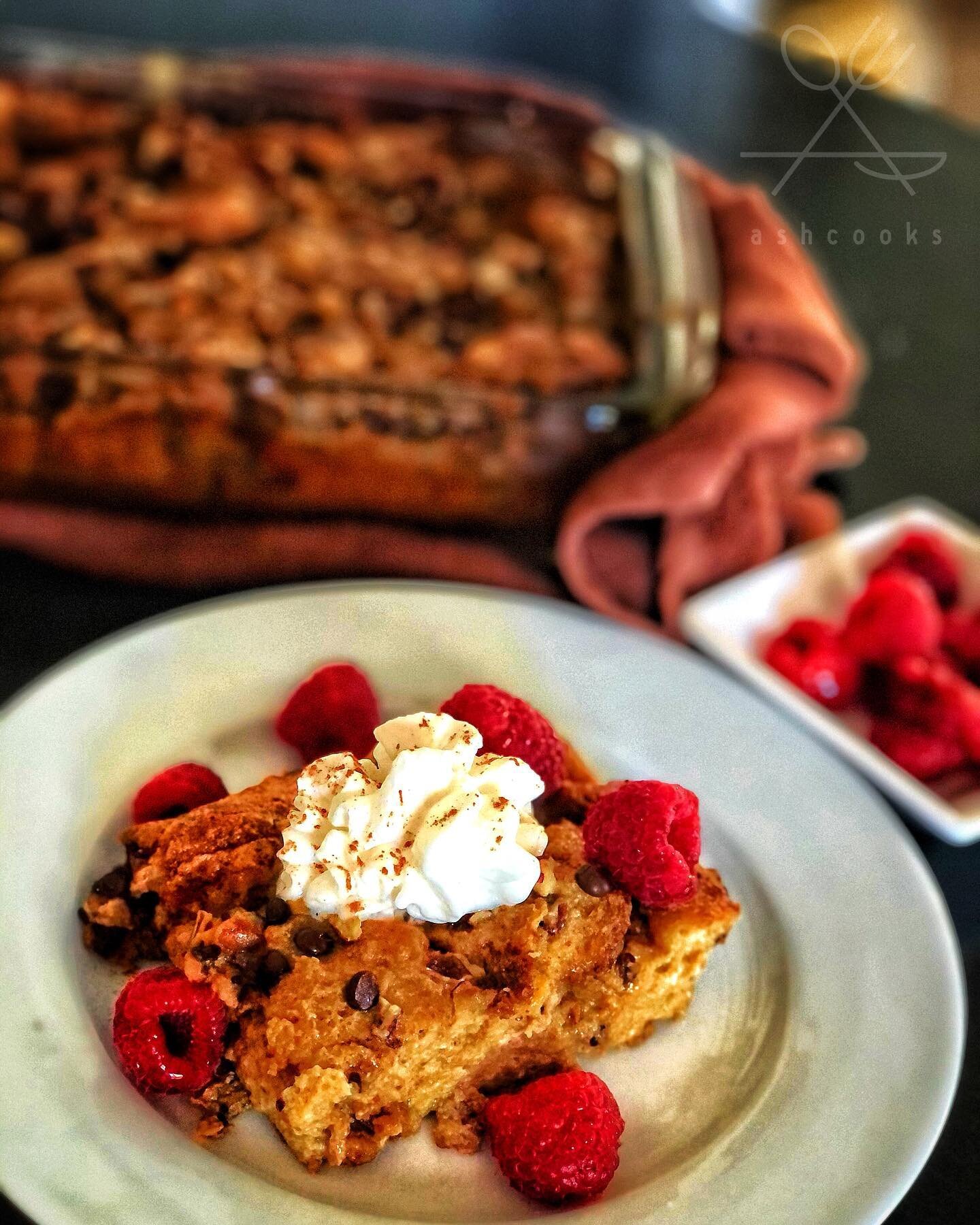 A few weeks ago, I made a Bourbon Bread Pudding for The Harvest Pop-Up. It sold out before I got to taste any. So, I decided to make some more for New Year Brunch. I love chocolate, so I added dark chocolate chips. I also added caramel pudding, whipp