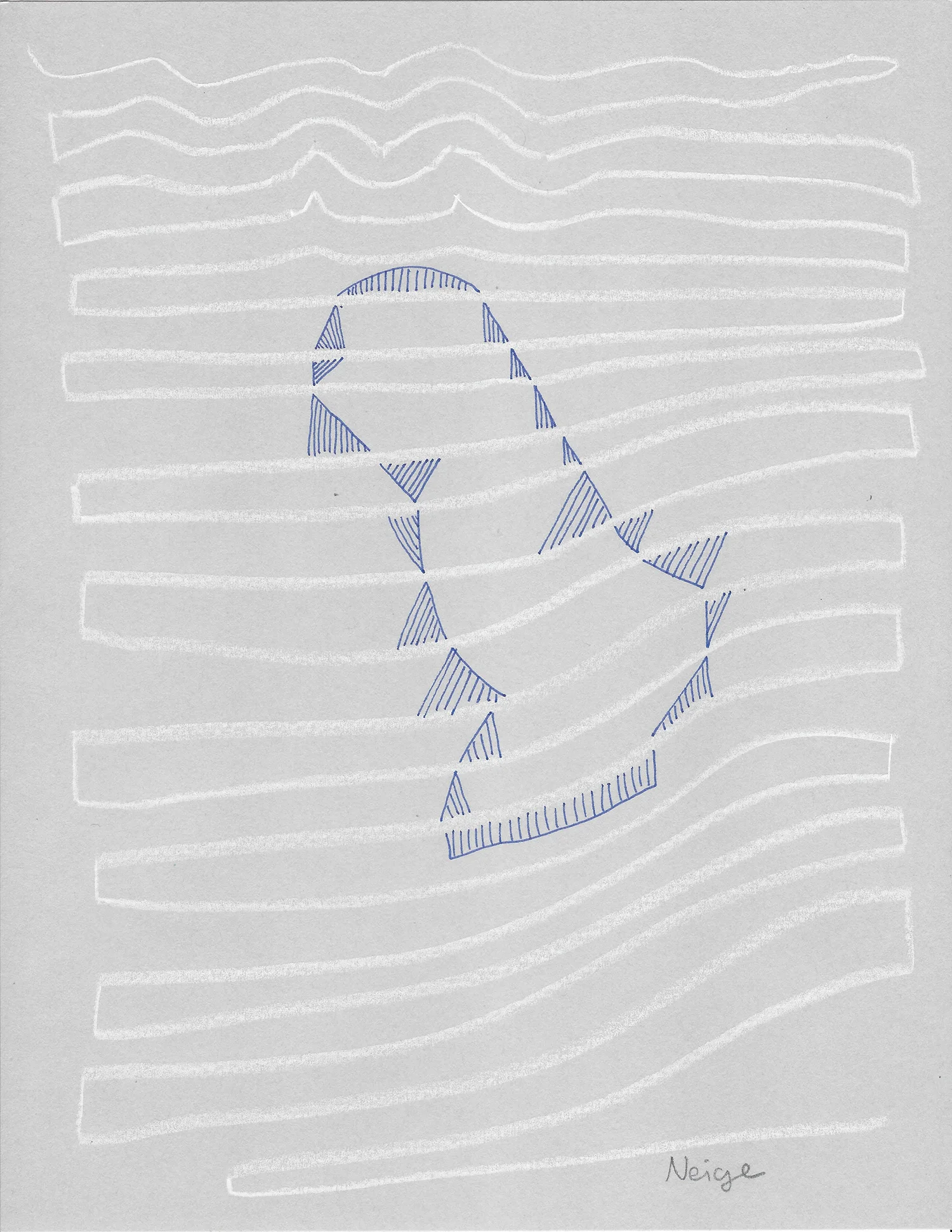 Neige , 2017, tinta y lápiz sobre papel, 28 x 22 cm.