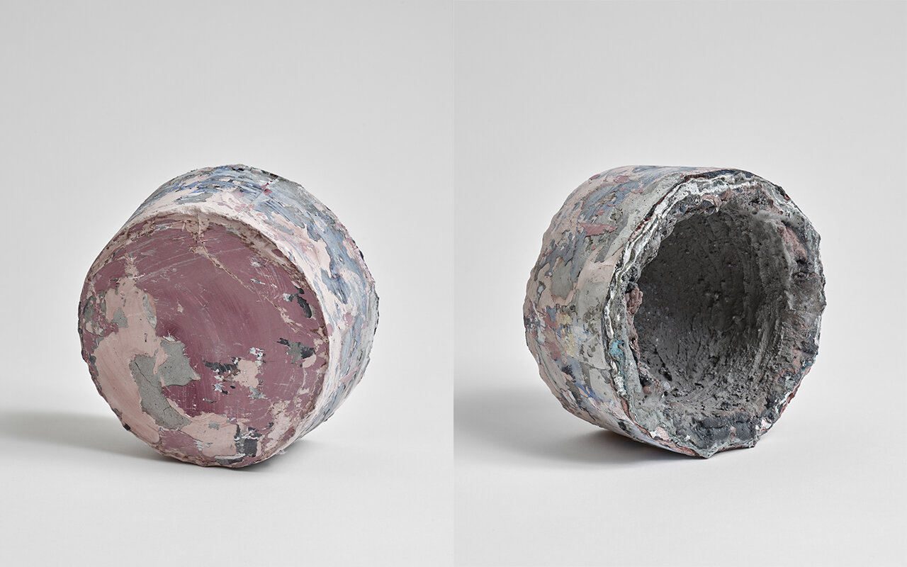    X208 (ojo)  , 2020, cemento, yeso, arena y pigmentos, 14 x 14 x 8 cm 