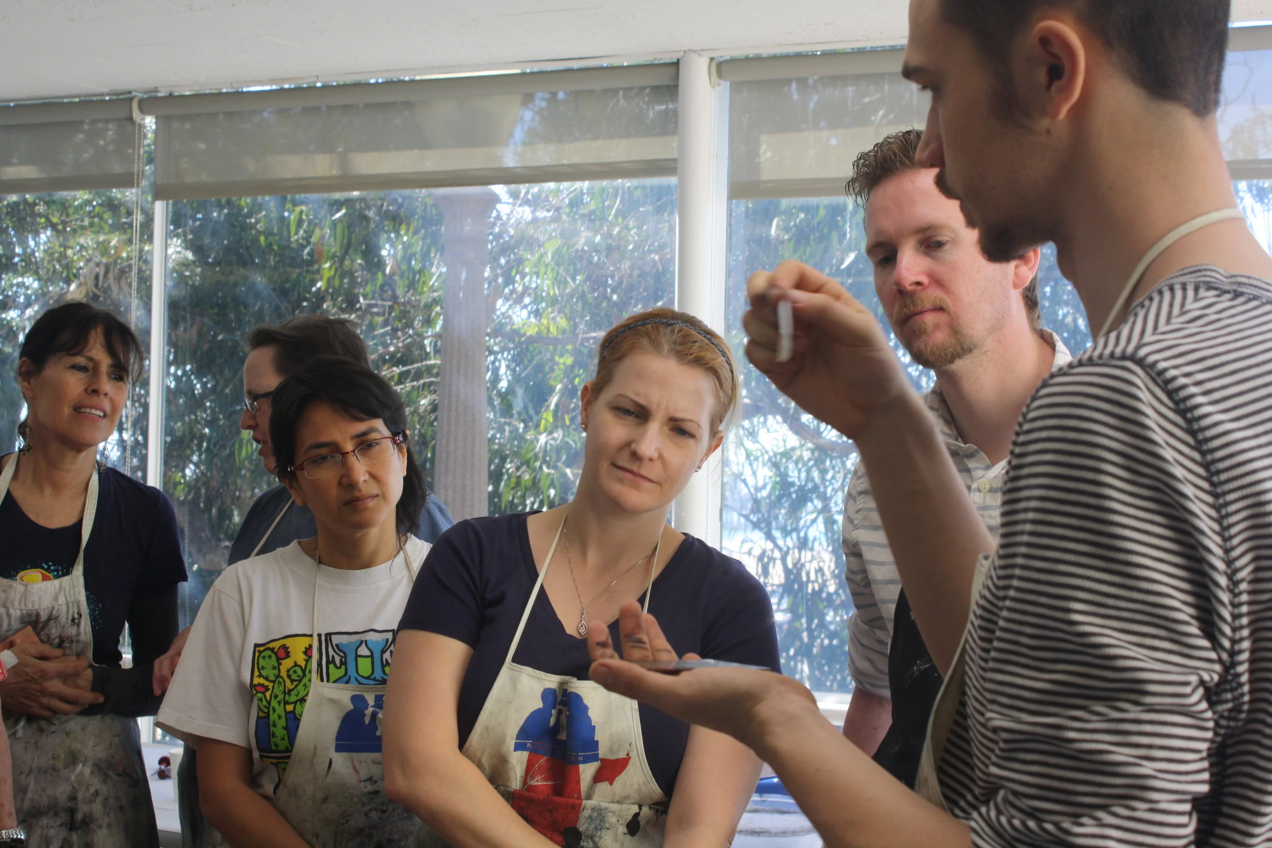 Miles Lewis Discussing Etching Process at Camera Obscura in Santa Monica - February 2015