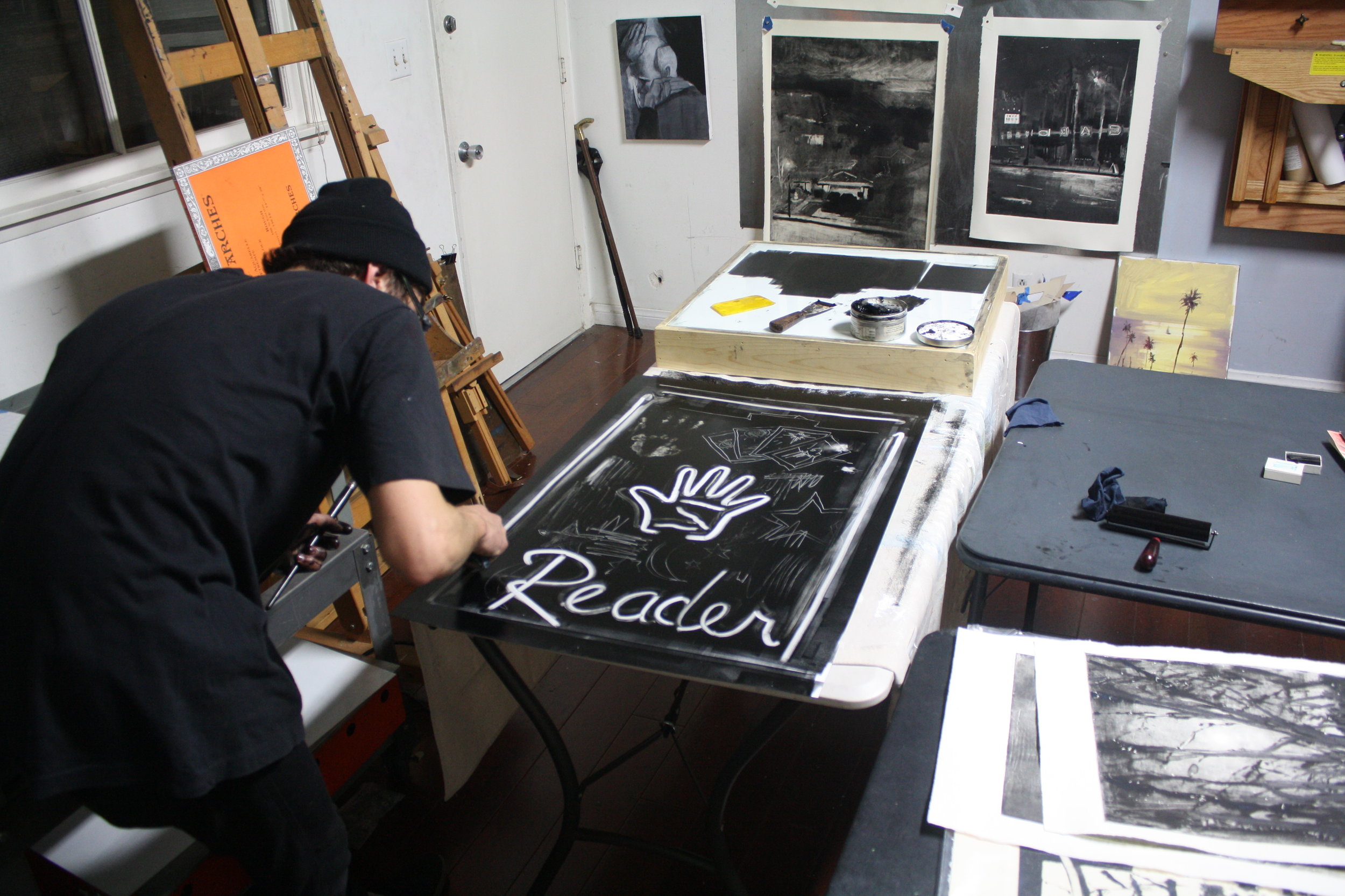 Visiting Artist Nathan Zeidman Developing a Monotype - Spring 2014