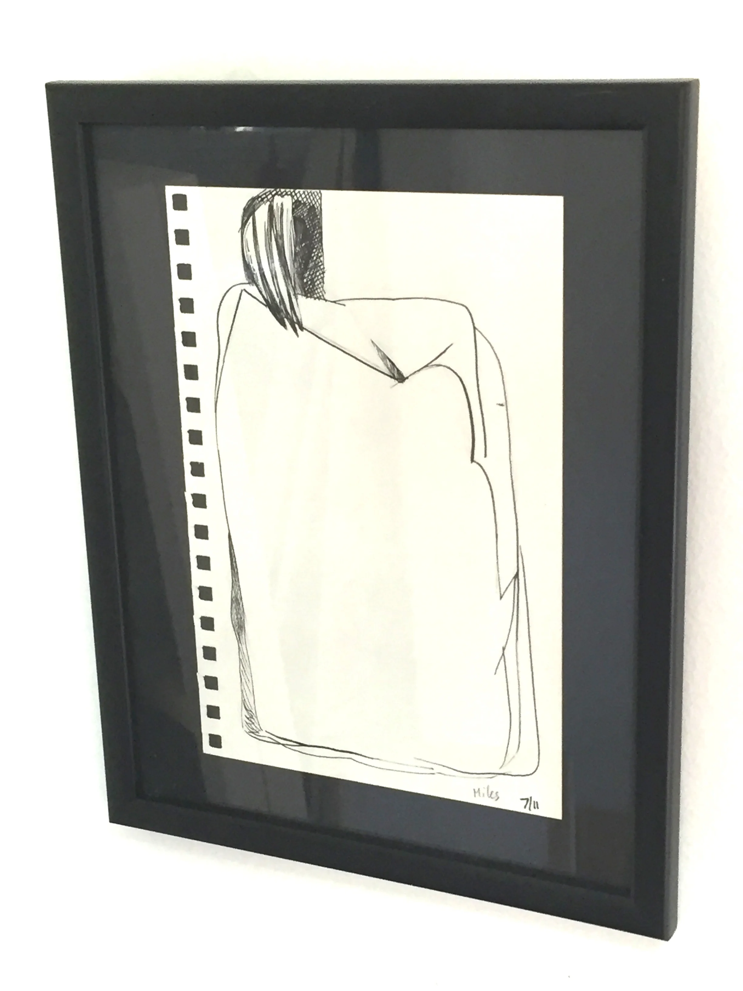 Creature On Rock - SOLD - Ink on Paper, 9.5'' x 12'' FRAMED. 