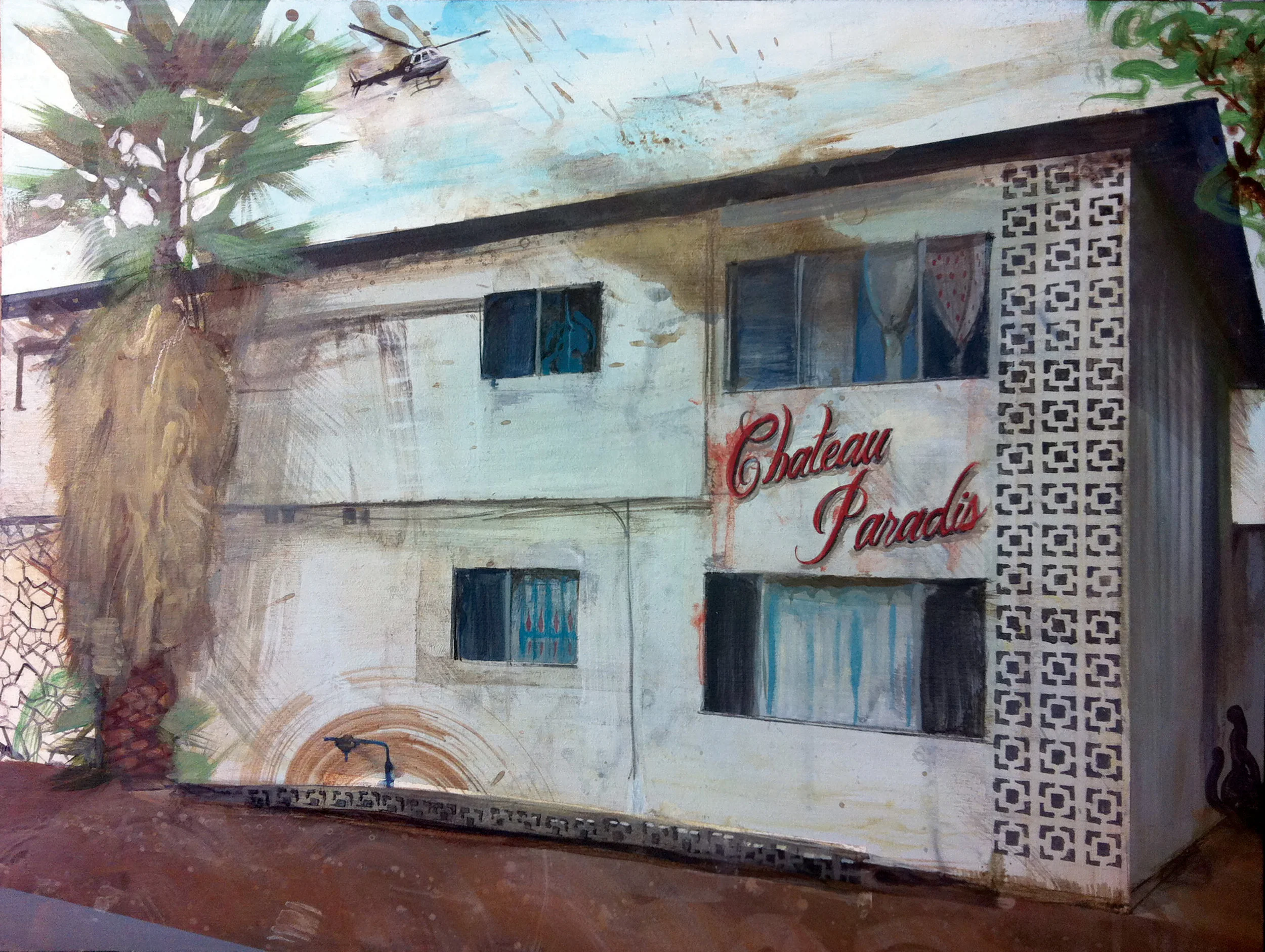 Chateau Paradis - $400 , Acrylic on Canvas, 10'' x 12''