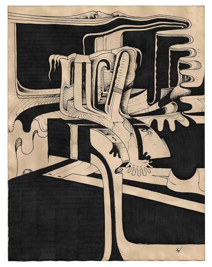 Gathering II - $350 - Ink and Stain on Paper, 8.5'' x 10.5'' UNFRAMED. 