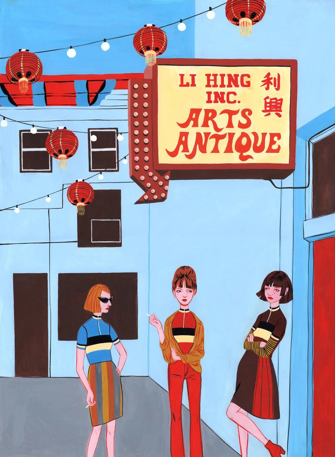 Chinatown - $300 , Gouache on Paper, 12'' x 16'' UNFRAMED. 