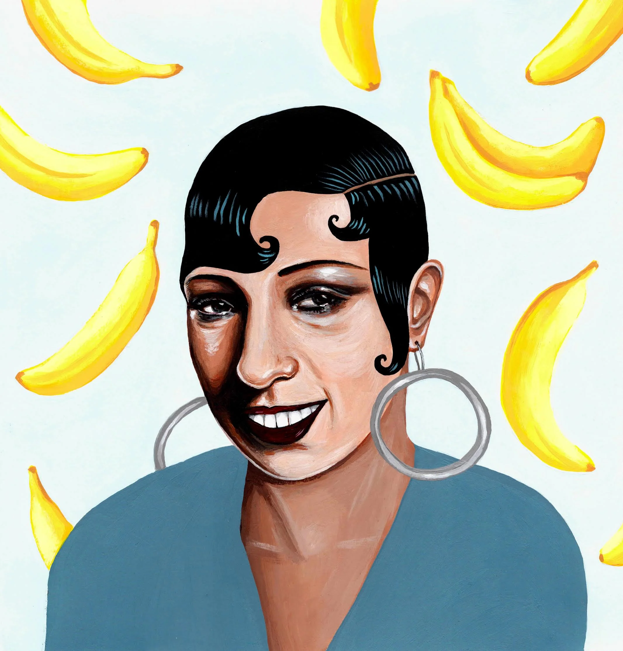 Josephine Baker - $200 - Acrylic on Paper, 9.5'' x 10'' UNFRAMED.