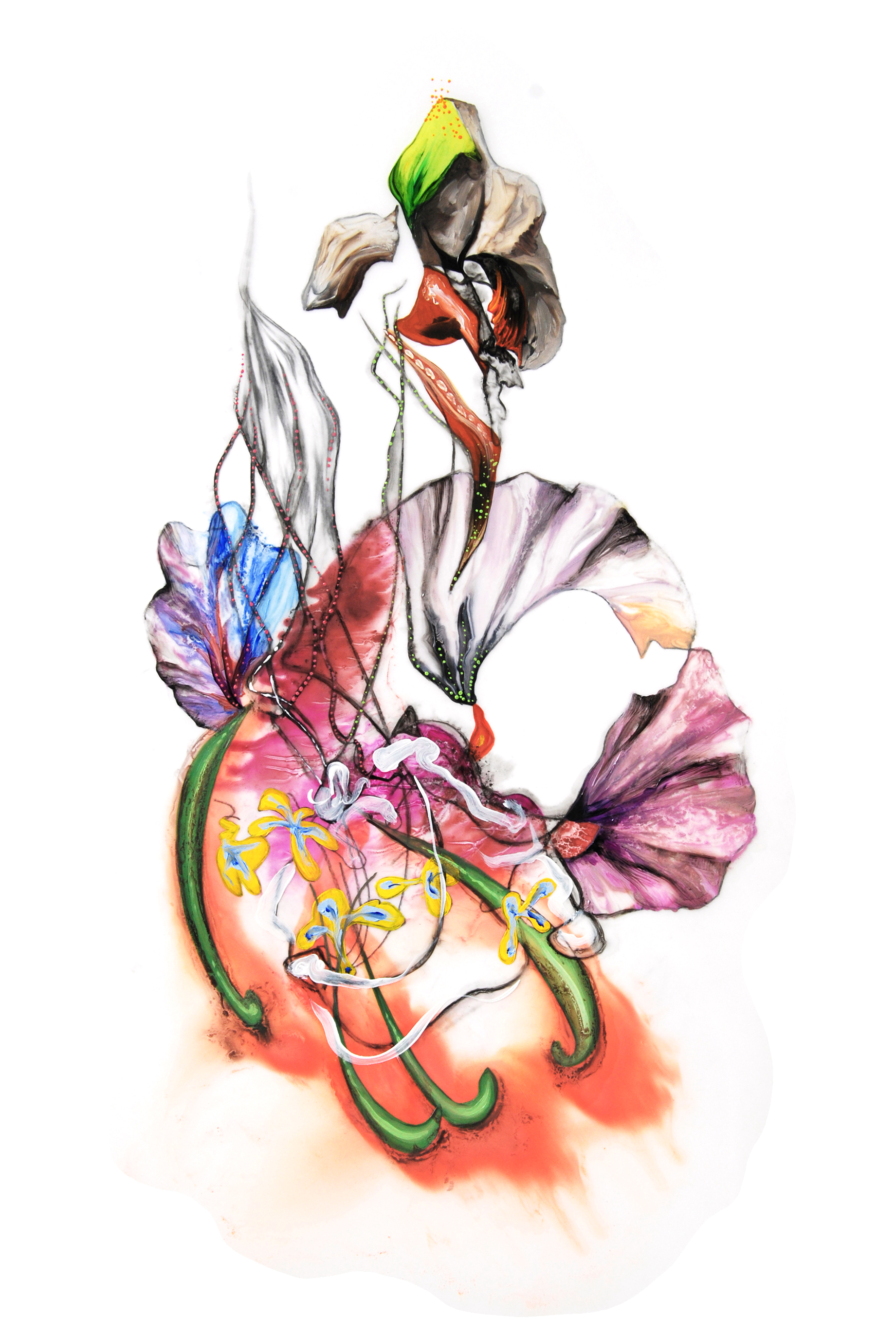 Sym 02 - SOLD - Oil and Graphite on Mylar, 10'' x 20'' UNFRAMED.