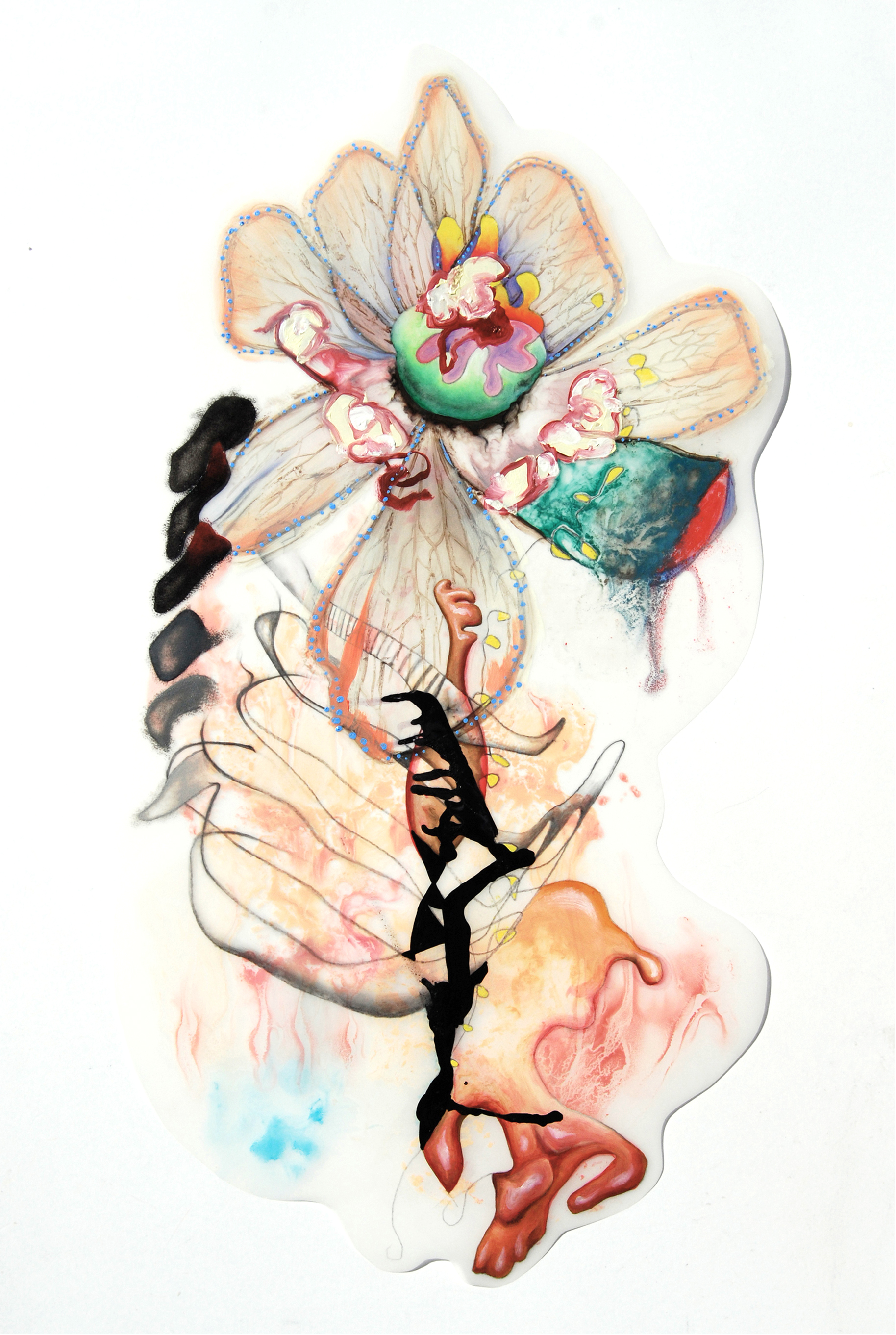 Sym 01 - $100 - Oil, Ink, and Graphite on Mylar, 10'' x 20'' UNFRAMED
