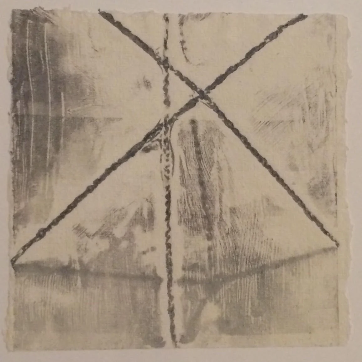 Double Bind (no.2) - $100 - Collagraph Print on Handmade Paper, 6'' x 6'' UNFRAMED.