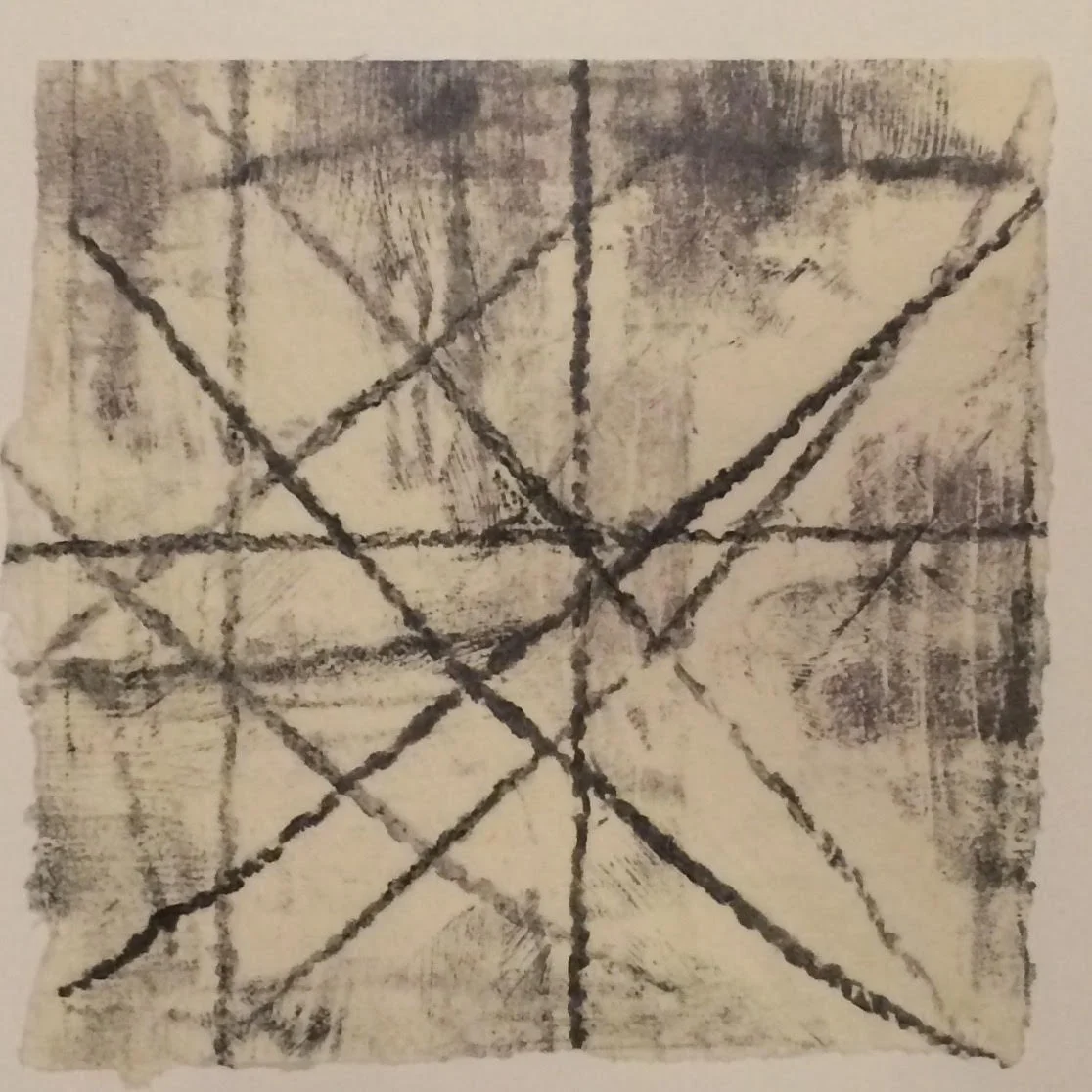 Double Bind (no.1) - $100 - Collagraph Print on Handmade Paper, 6'' x 6'' UNFRAMED.