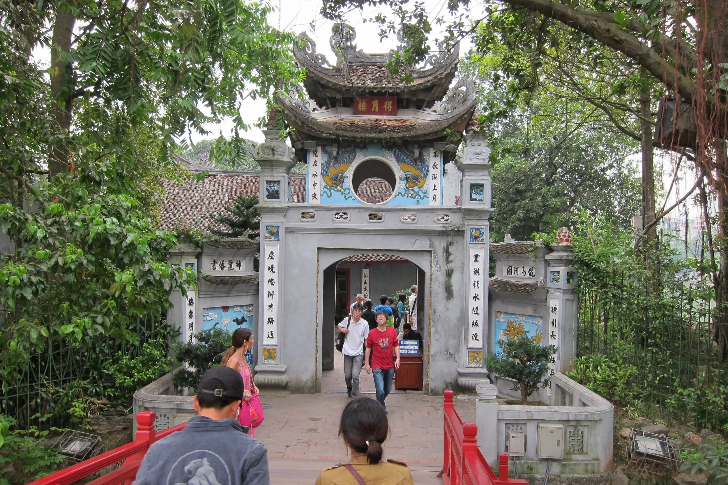 Gate to the island temple in Hoan Kiem Lake.