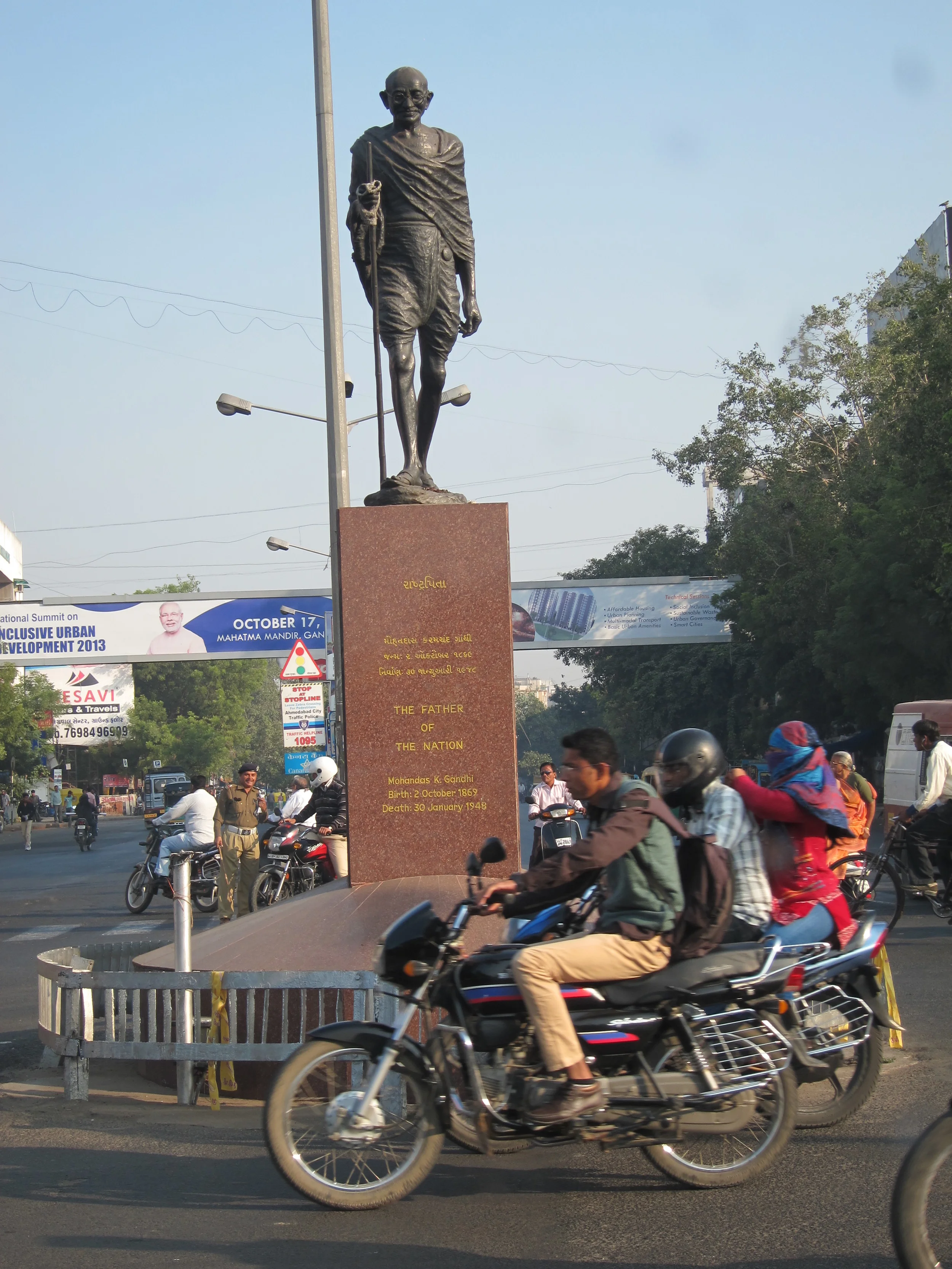 Mohandas Gandi, "The father of the nation," lived in Ahmedabad for many years and started his movement here