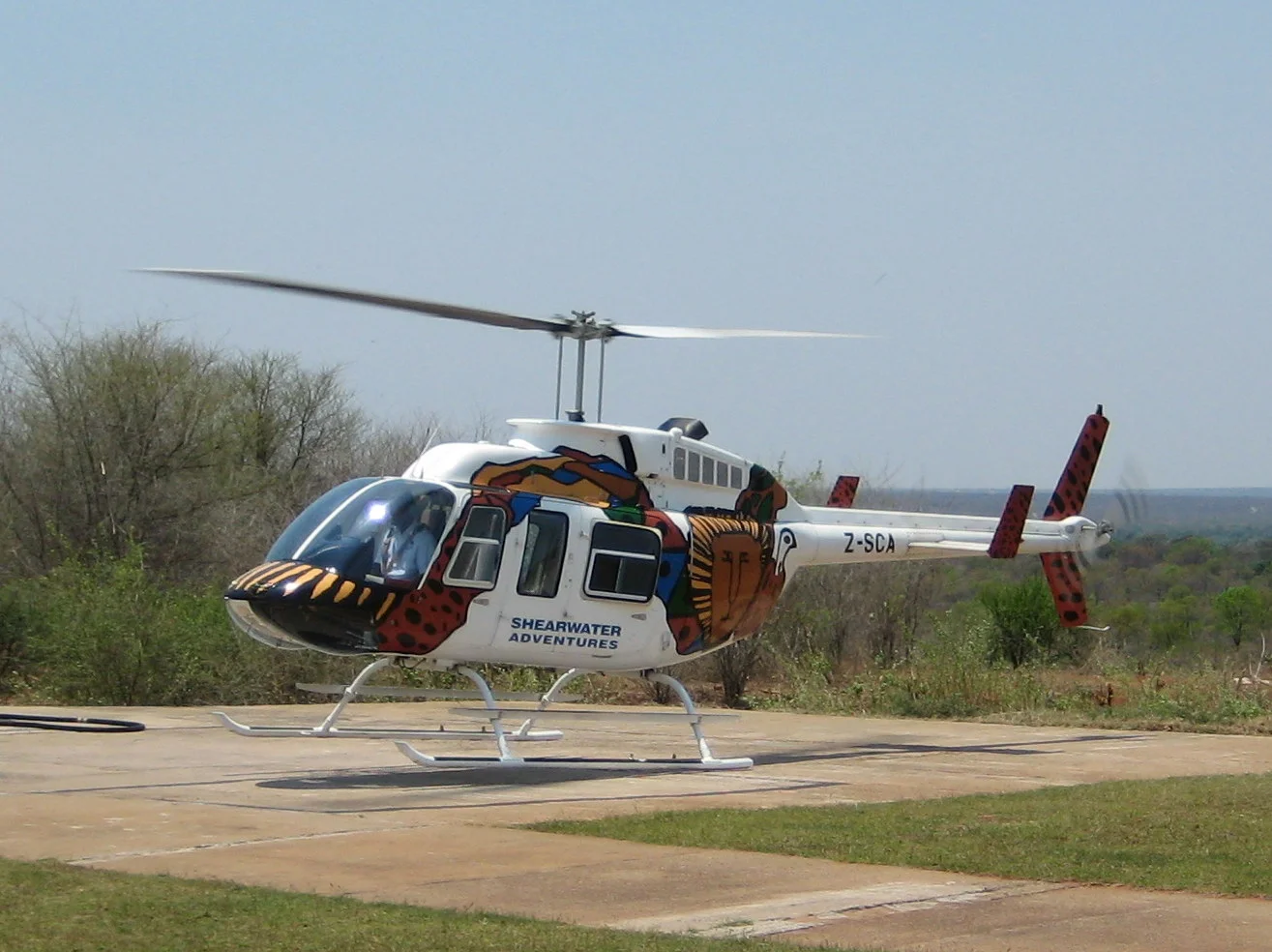 We took a helicopter tour of Victoria Falls in this chopper.
