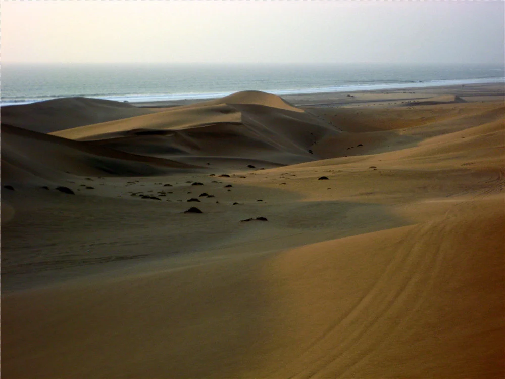 the "living" desert, home to the world's largest sand dunes; interestingly, the dunes move and reshape themselves every day