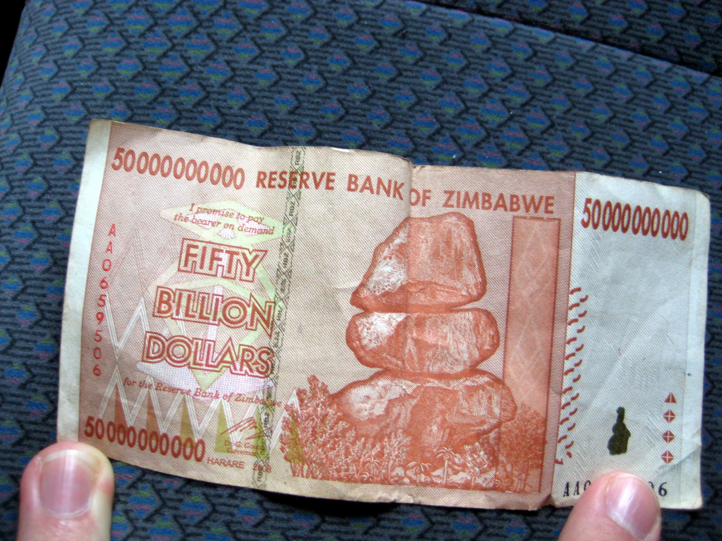  Zim$50 billion, worth about 1 US cent when it went out of circulation this year. 