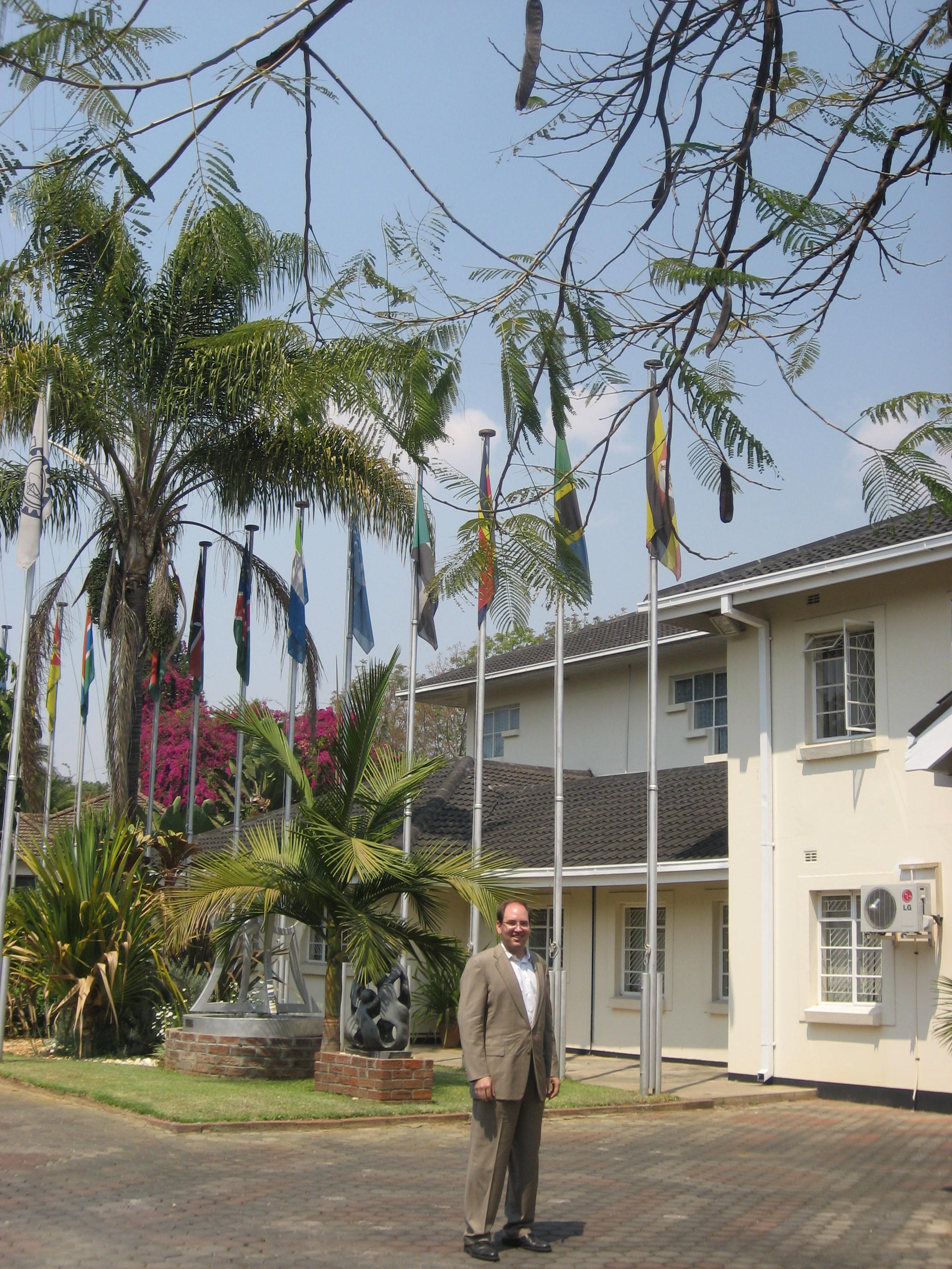 Me (Bob) outside of the African Regional Intellectual Property Office (ARIPO) after returning from SIRDC. &nbsp;Unfortunately, my ties were in my missing suitcase. 