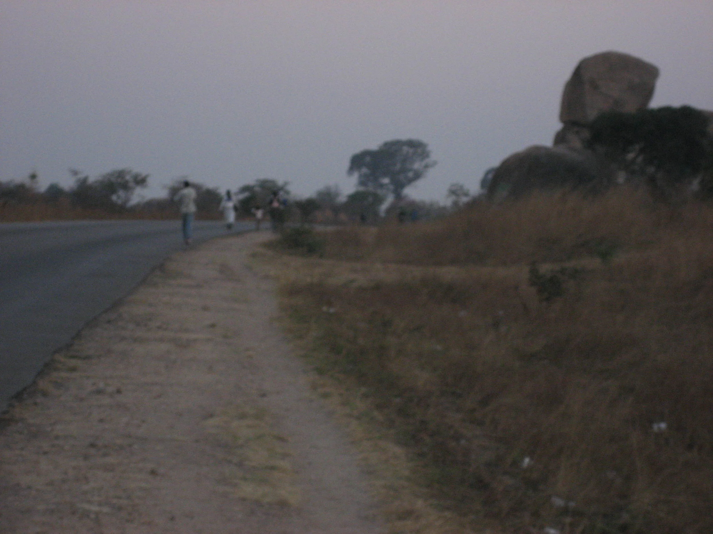  As it starts to get dark, our car breaks down here. &nbsp;At least it didn't break down when we were in with the lions. 