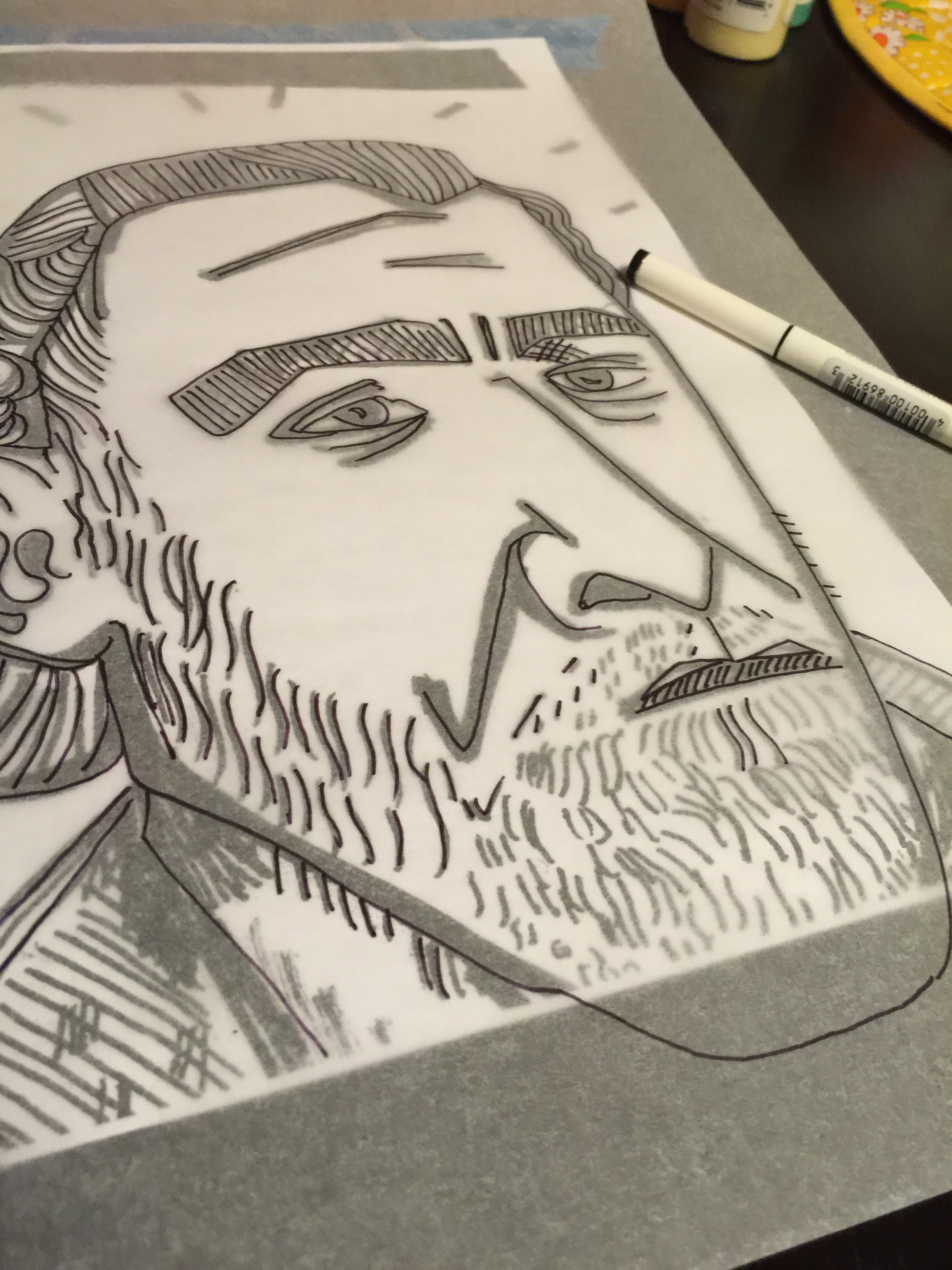  Charles Bukowski in progress illustration 